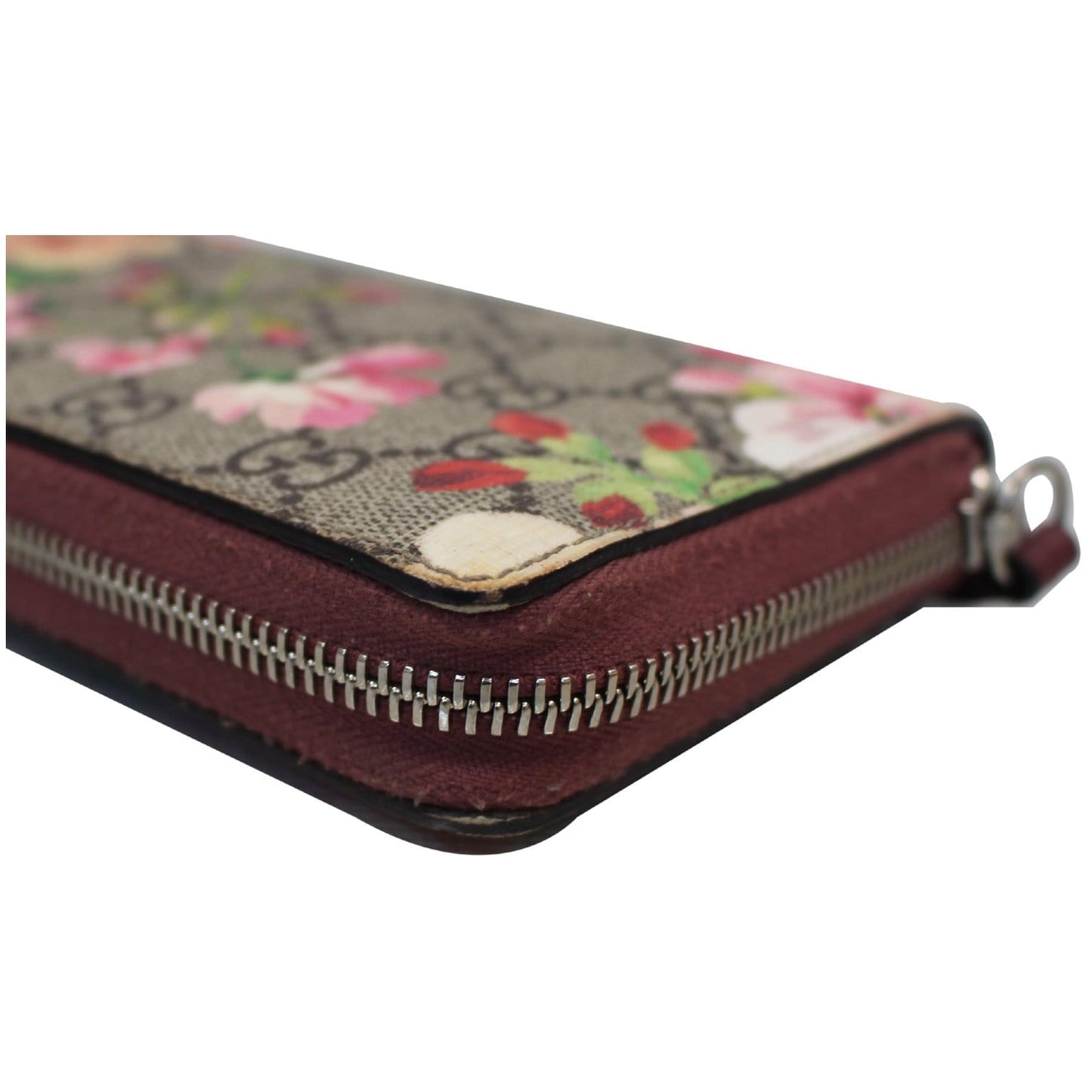 GUCCI GG Blooms Supreme Canvas Zip Around Wallet Beige/Ebony 404071