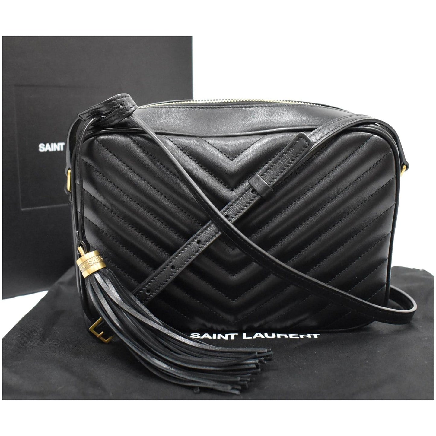YVES SAINT LAURENT Lou Leather Camera Crossbody Bag Black