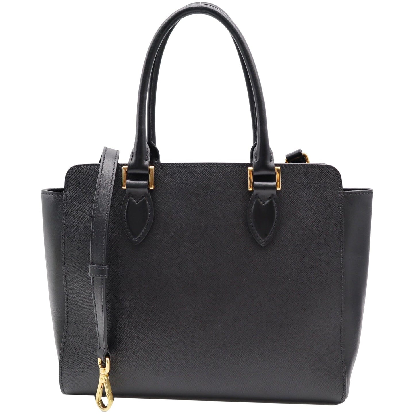 PRADA Top Handle Saffiano Leather Tote Crossbody Bag Black