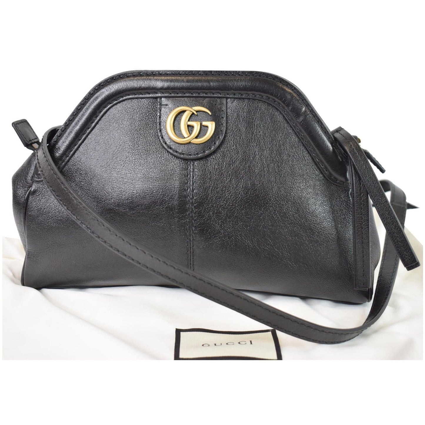 GUCCI GG Re(Belle) Tiger Head Leather Crossbody Bag Black 524620