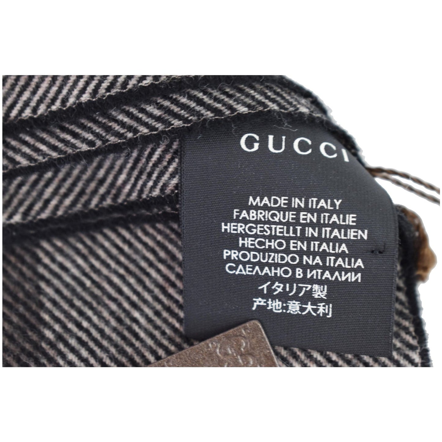 GUCCI Web Stripe Wool Scarf Brown 387574