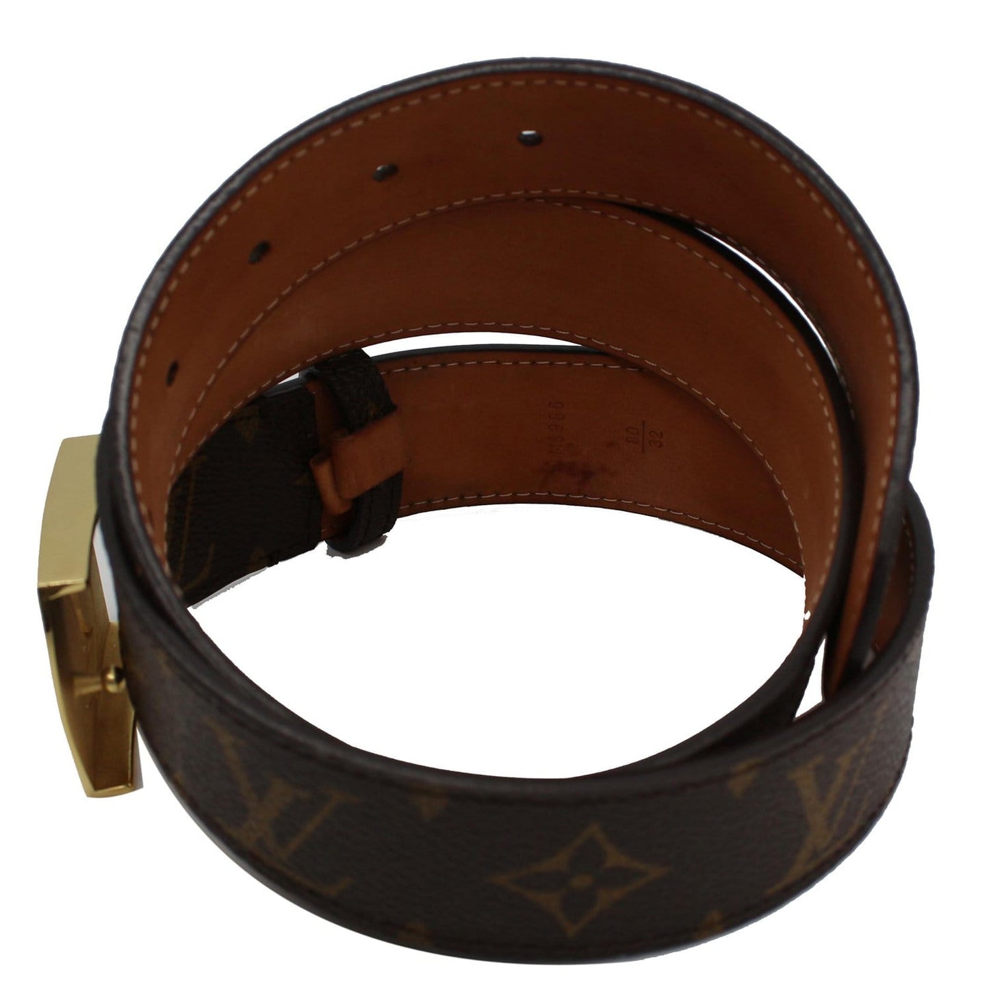 LOUIS VUITTON LV Cut Monogram Canvas Belt Brown Size 80.32