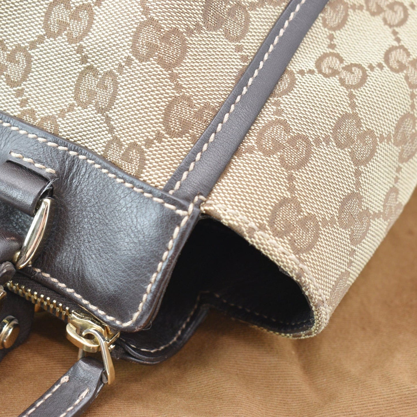 GUCCI D Ring GG Canvas Tote Bag Beige 189831