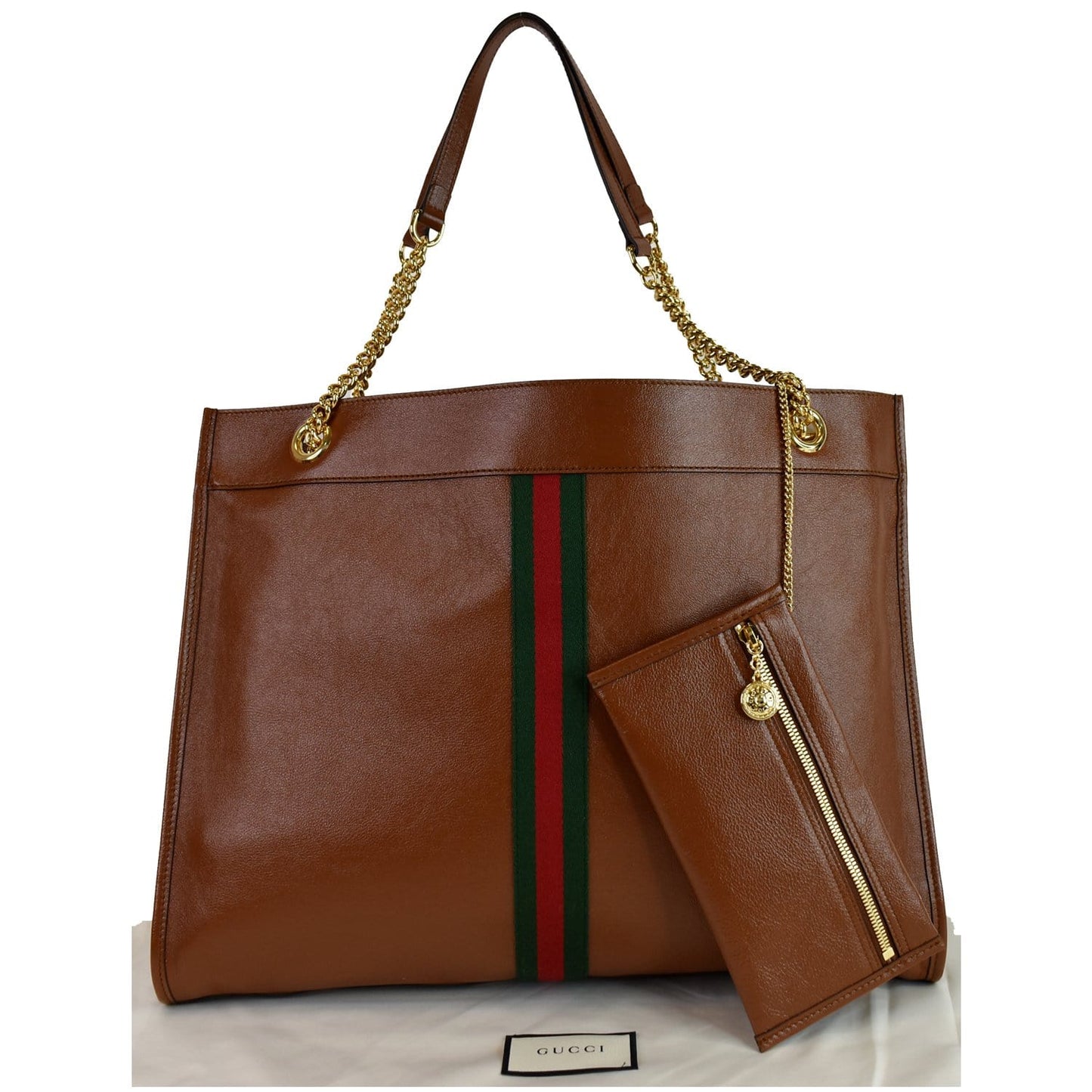 GUCCI Rajah Large Leather Tote Shoulder Bag Brown 537219