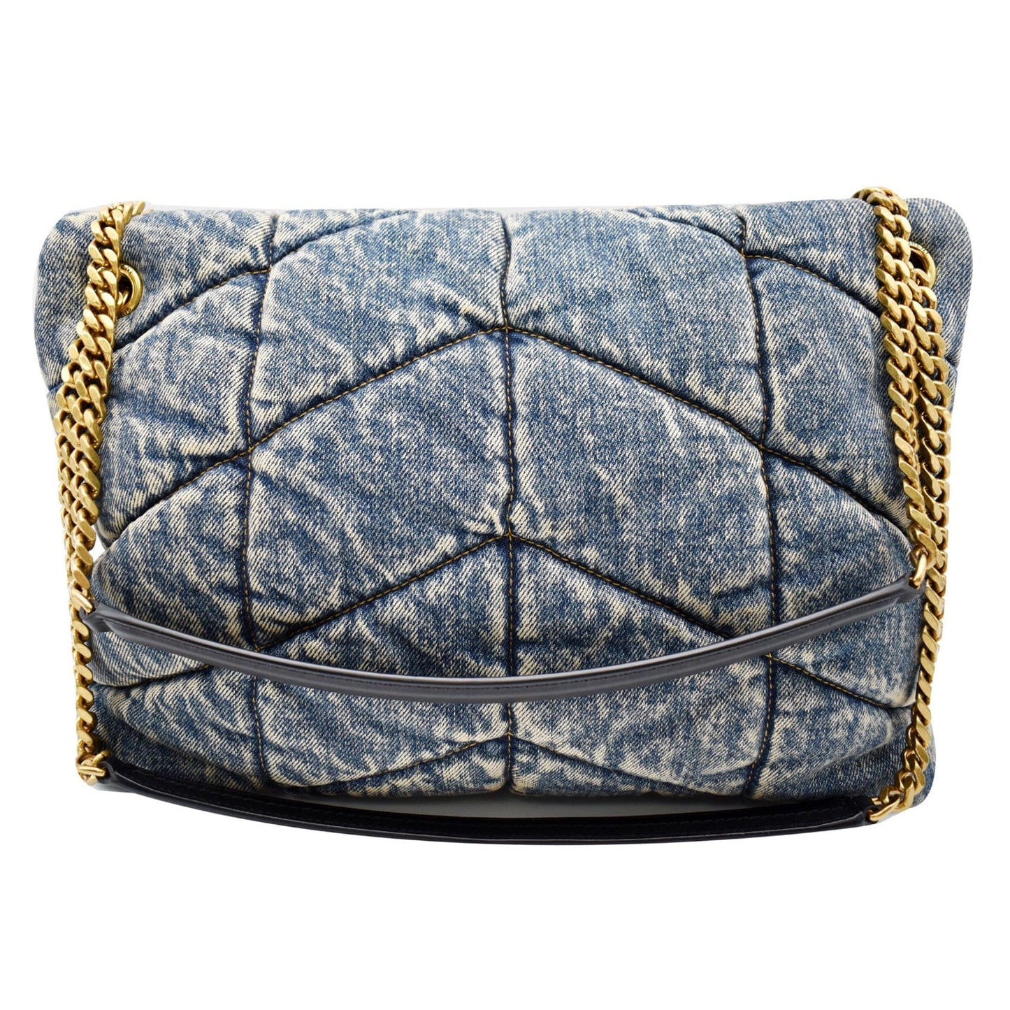 YVES SAINT LAURENT Vintage Puffer Medium Denim Canvas Shoulder Bag Blue