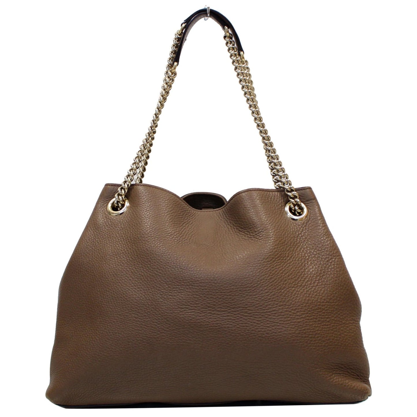 GUCCI Soho Pebbled Leather Chain Shoulder Bag 308982 Brown