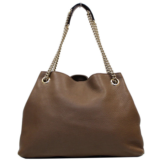 GUCCI Soho Pebbled Leather Chain Shoulder Bag 308982 Brown