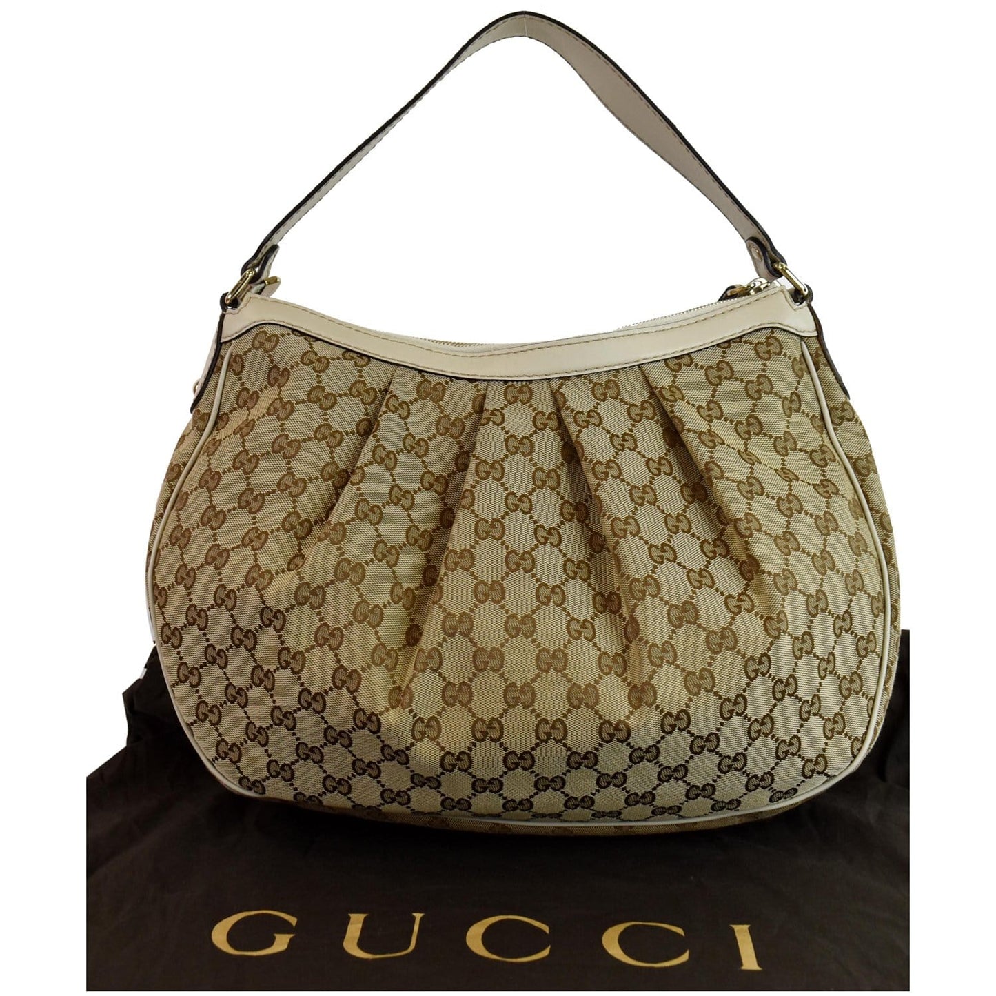 GUCCI Medium Sukey GG Canvas Hobo Bag Beige 232955