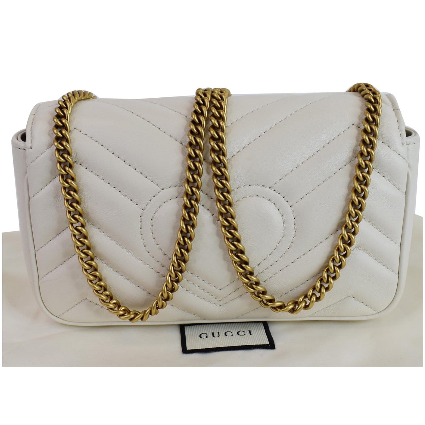 GUCCI GG Marmont Super Mini Matelasse Leather Shoulder Bag White 476433