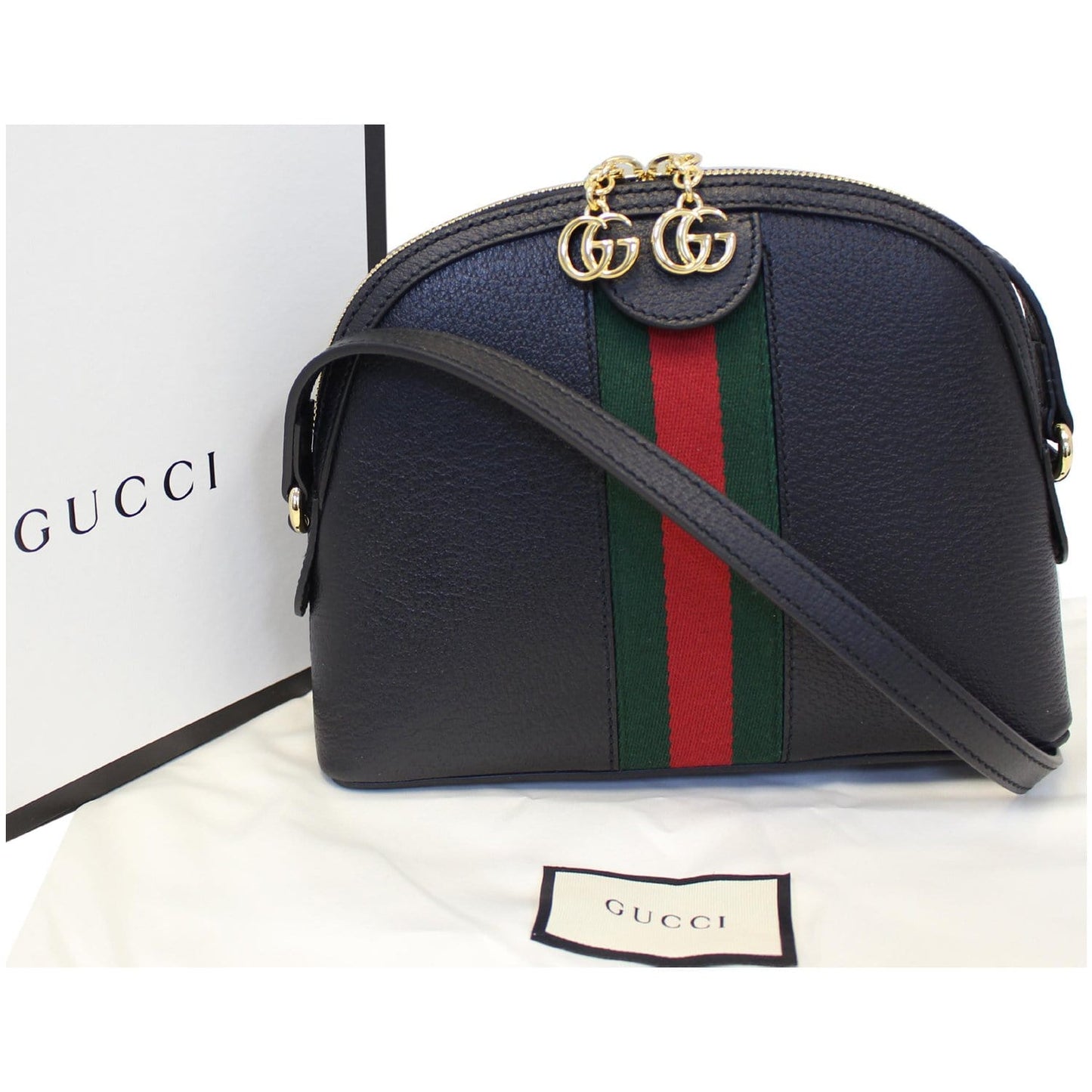 Gucci Ophidia Small Web GG Leather Shoulder Bag Black