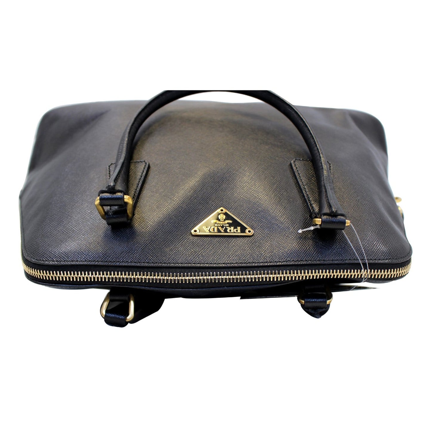 PRADA Saffiano Dome Black Leather Satchel Bag