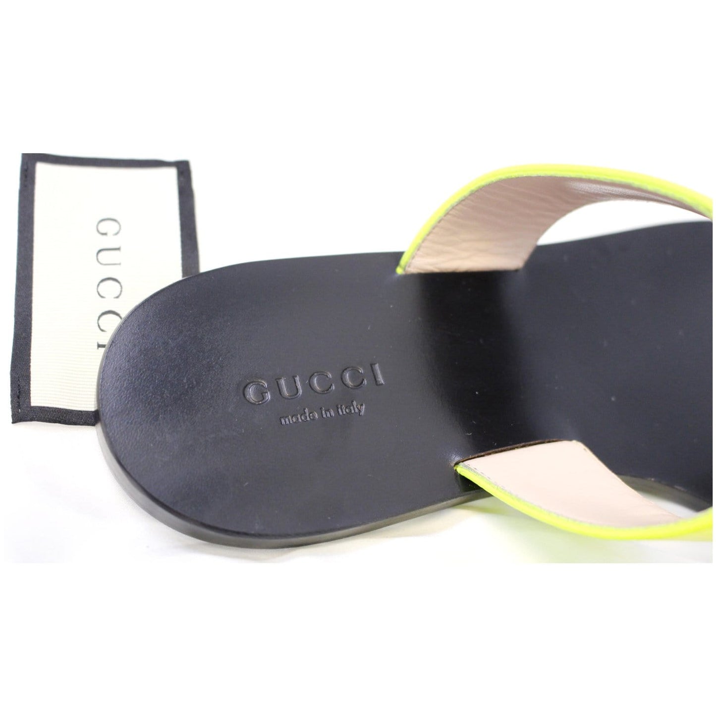 GUCCI GG Marmont Leather Thong Sandal Green 7 US