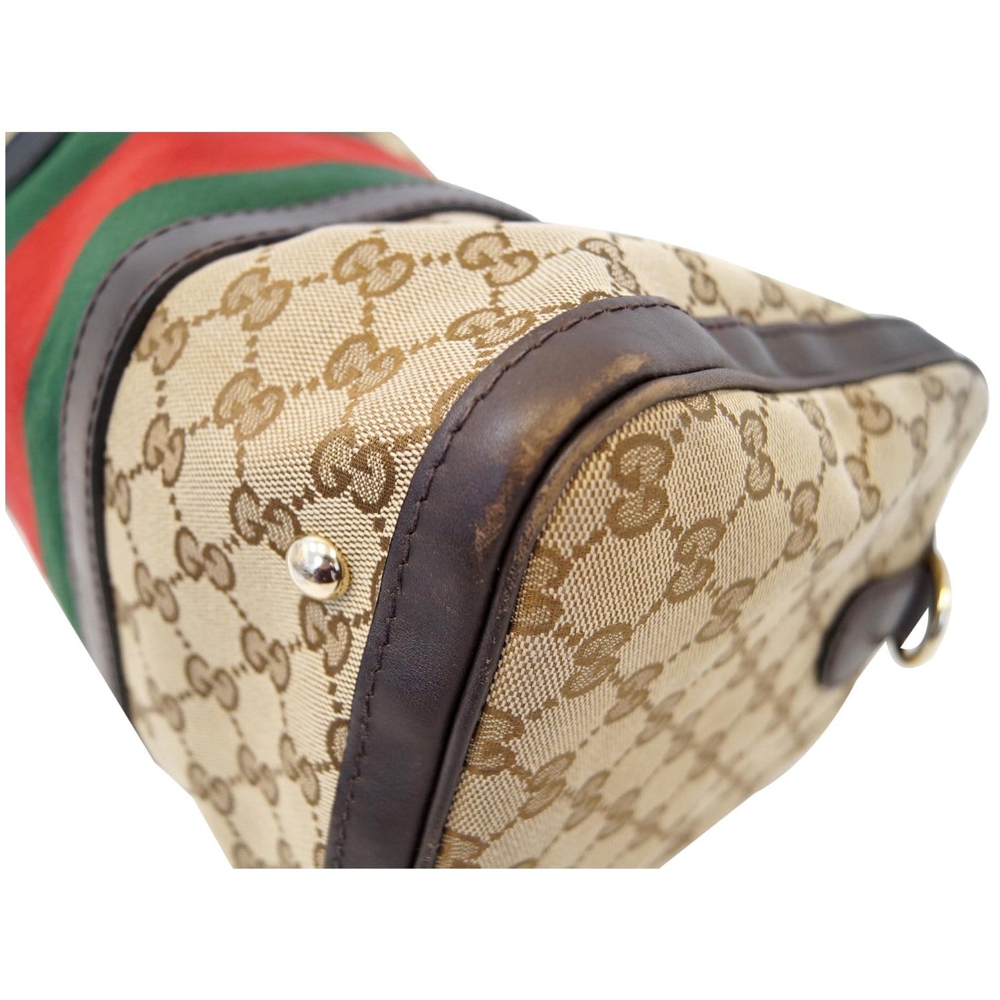 GUCCI Vintage Web Original GG Boston Bag Beige 247205
