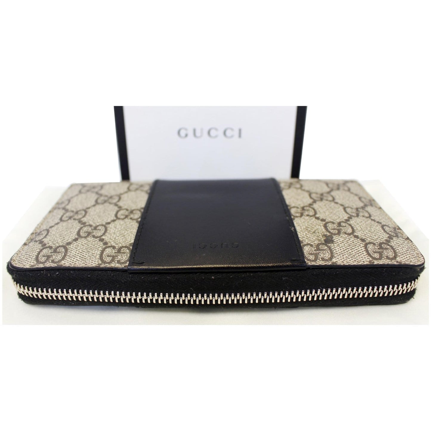 GUCCI GG Supreme Monogram Zip Around Wallet Black