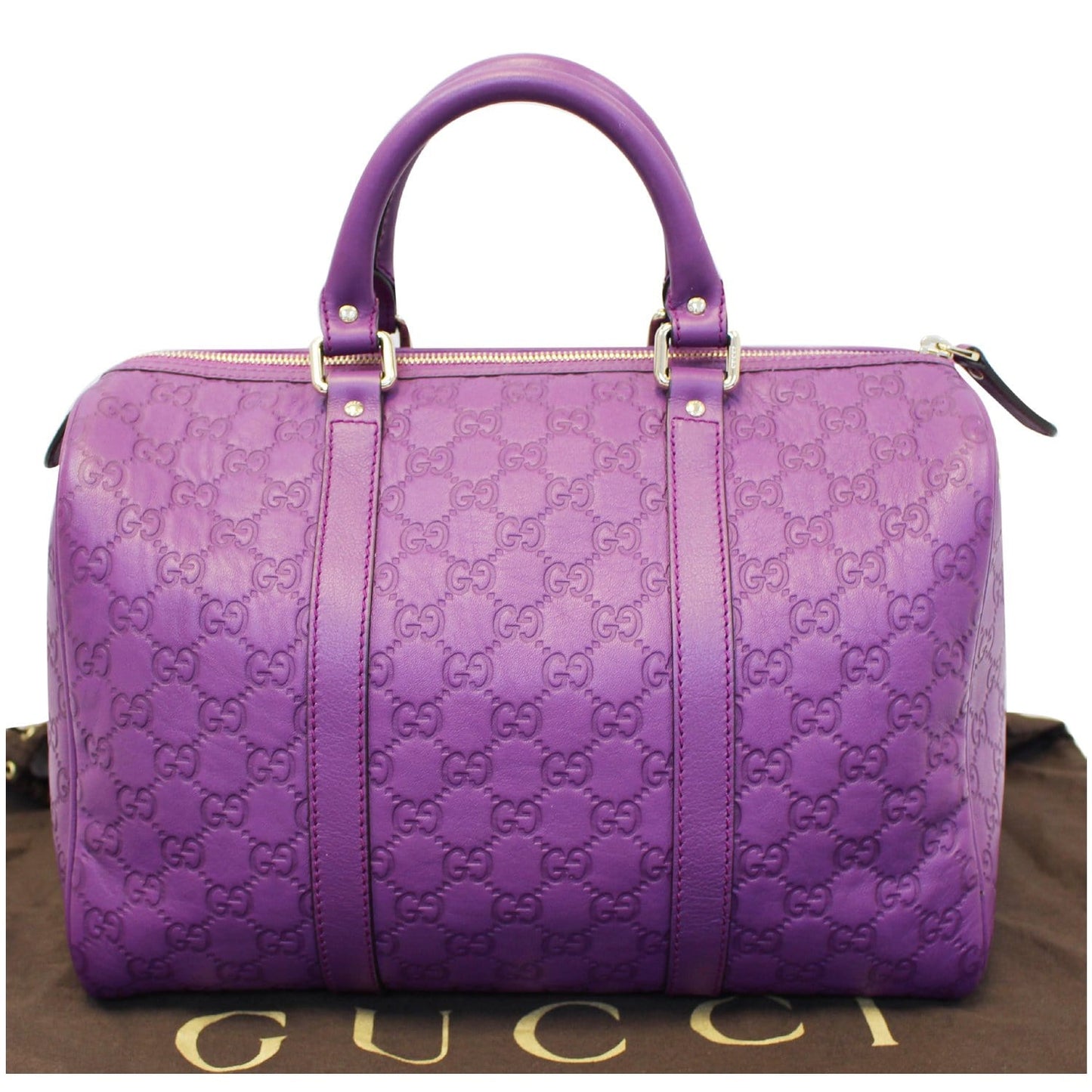 GUCCI Medium Joy Guccissima Leather Boston Bag Purple 265697