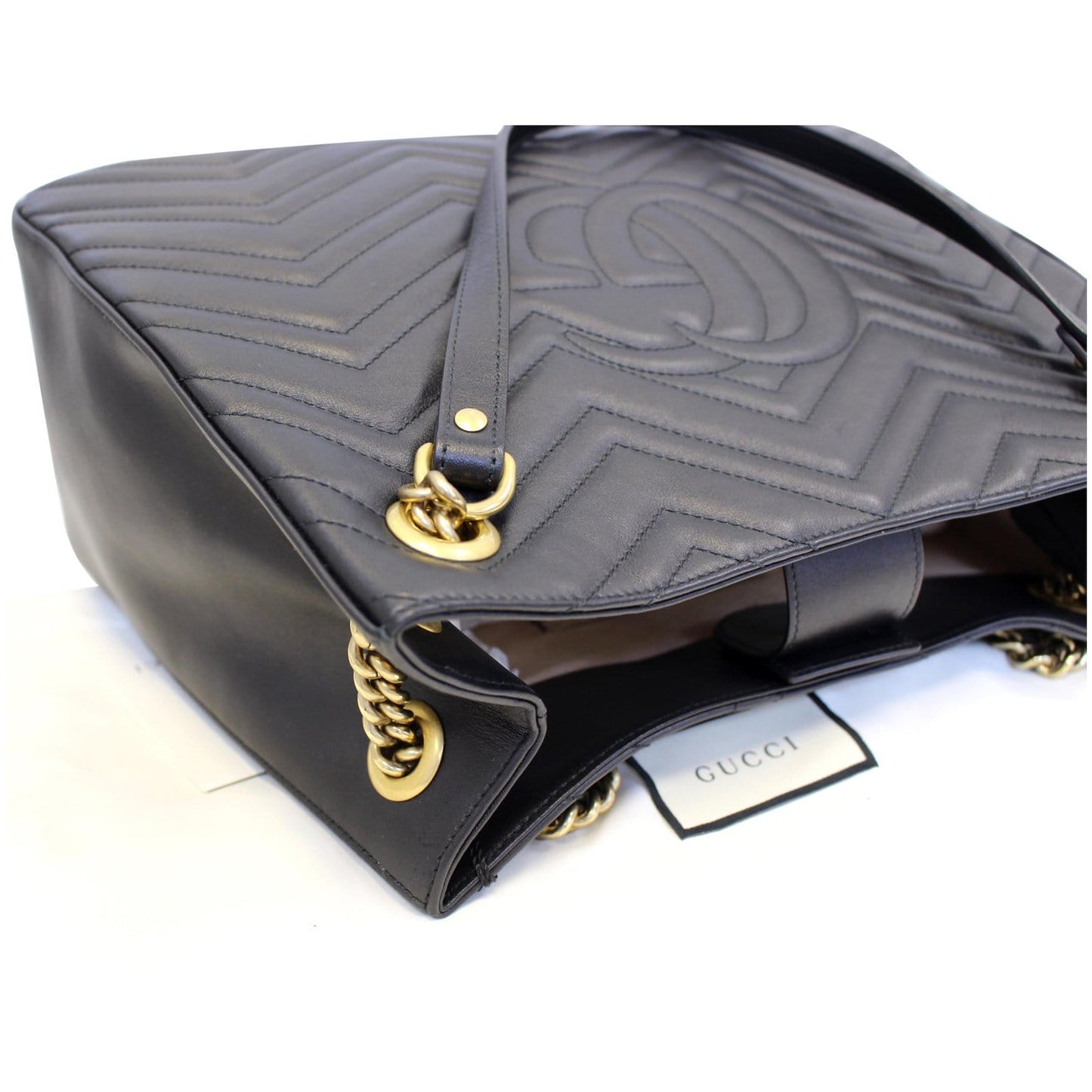 GUCCI GG Marmont Metelasse Medium Quilted Leather Shoulder Bag 453569 Black