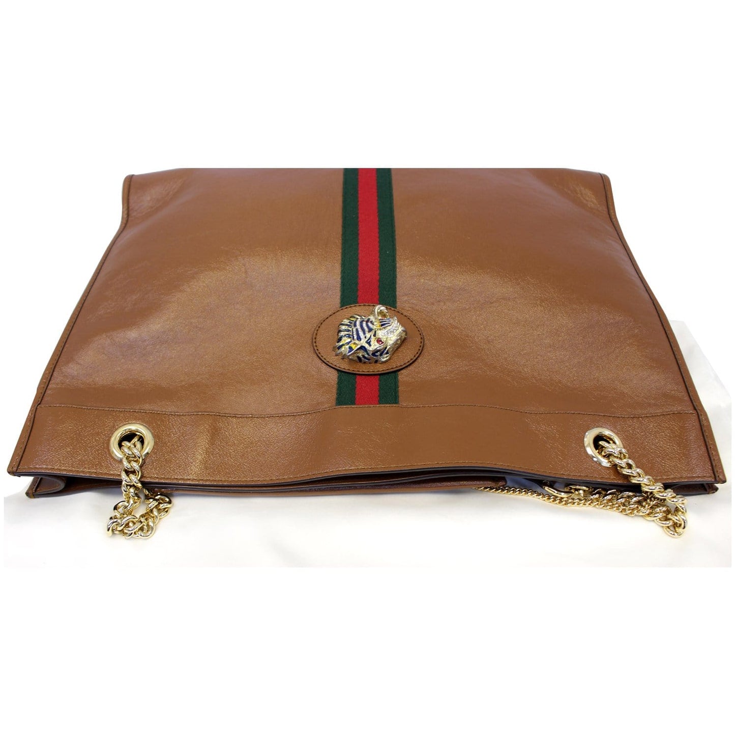 GUCCI Rajah Large Leather Tote Shoulder Bag Brown 537219