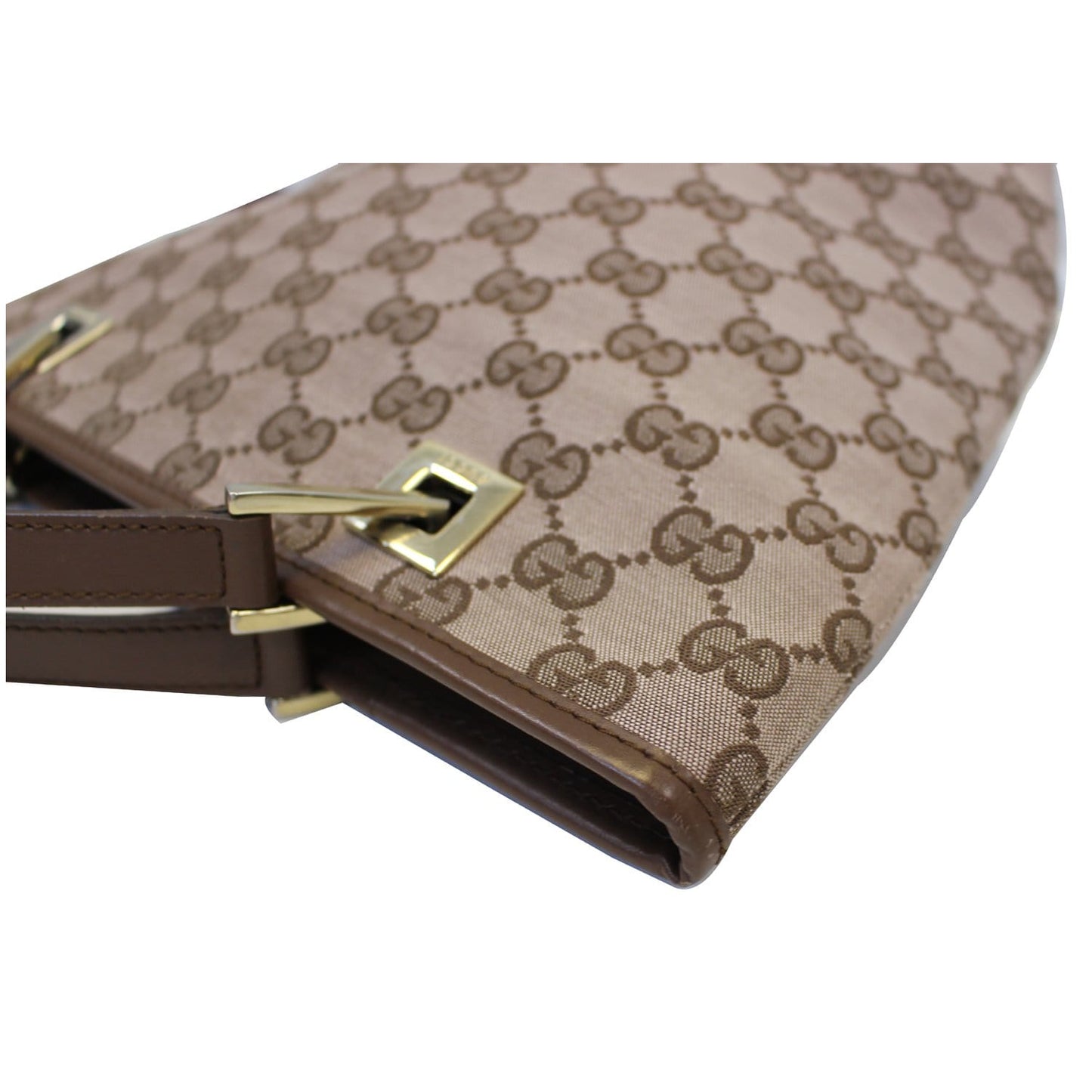 GUCCI GG Canvas Tote Shoulder Bag Brown