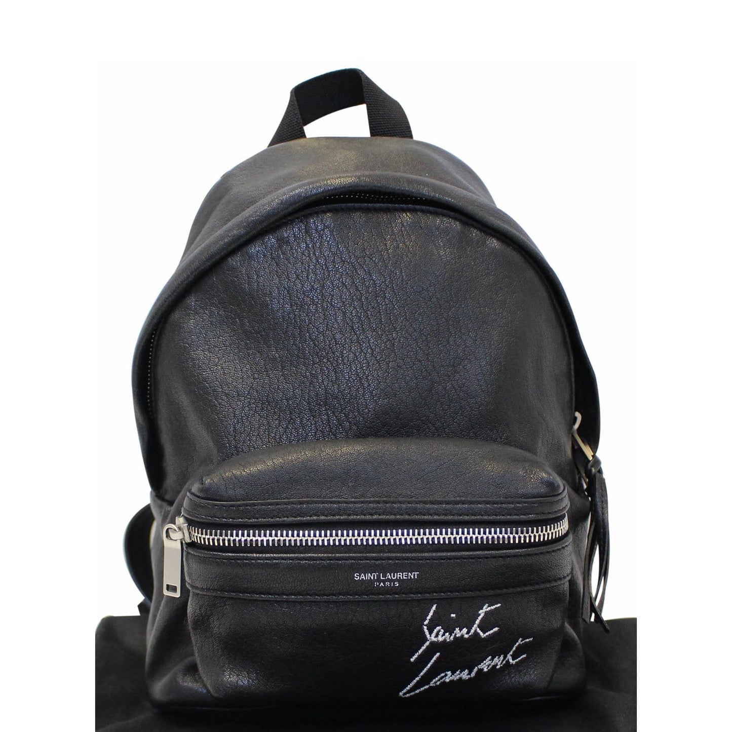 YVES SAINT LAURENT Toy City Embroidered Leather Backpack Bag Black
