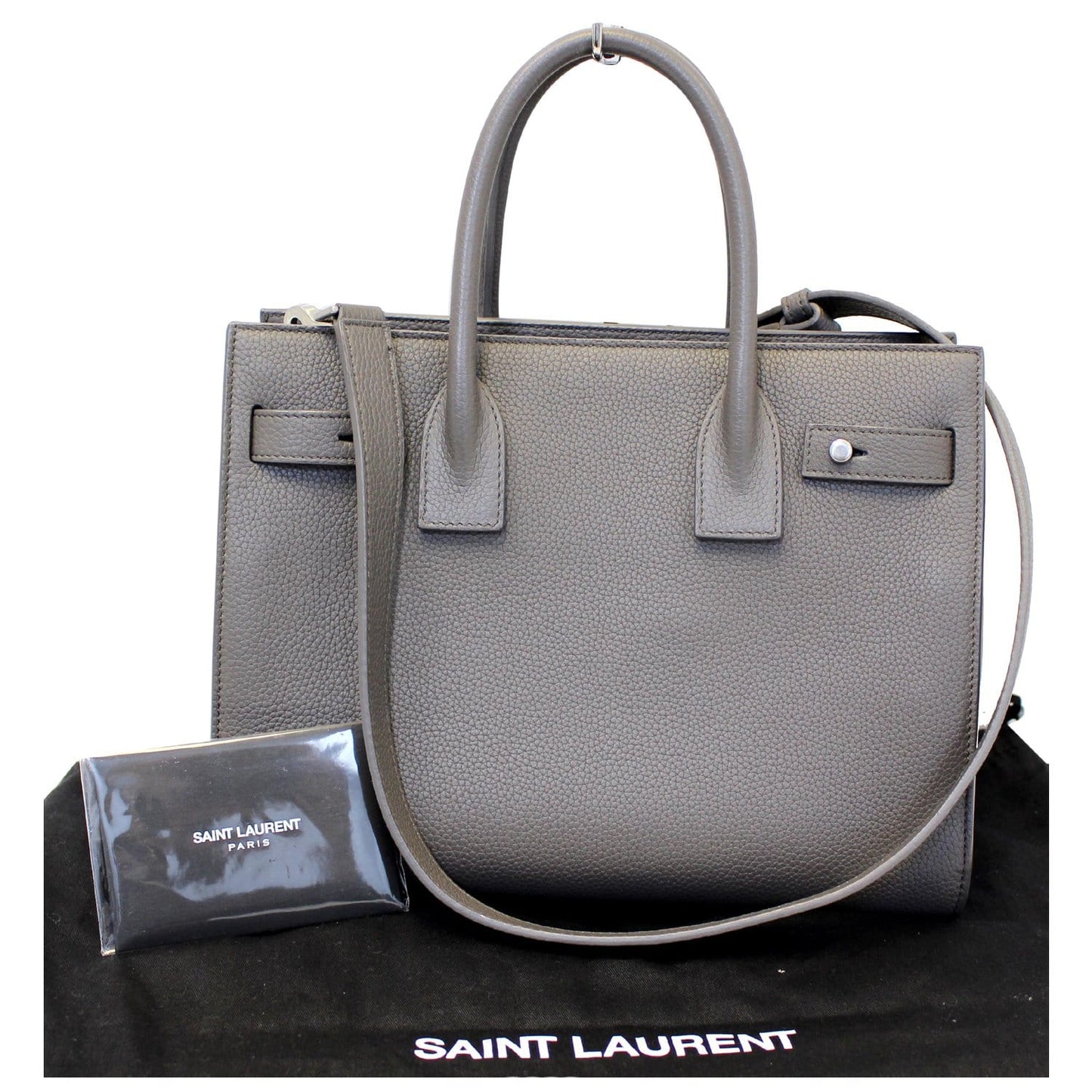 YVES SAINT LAURENT Sac de Jour Small Grained Leather Shoulder Bag Grey
