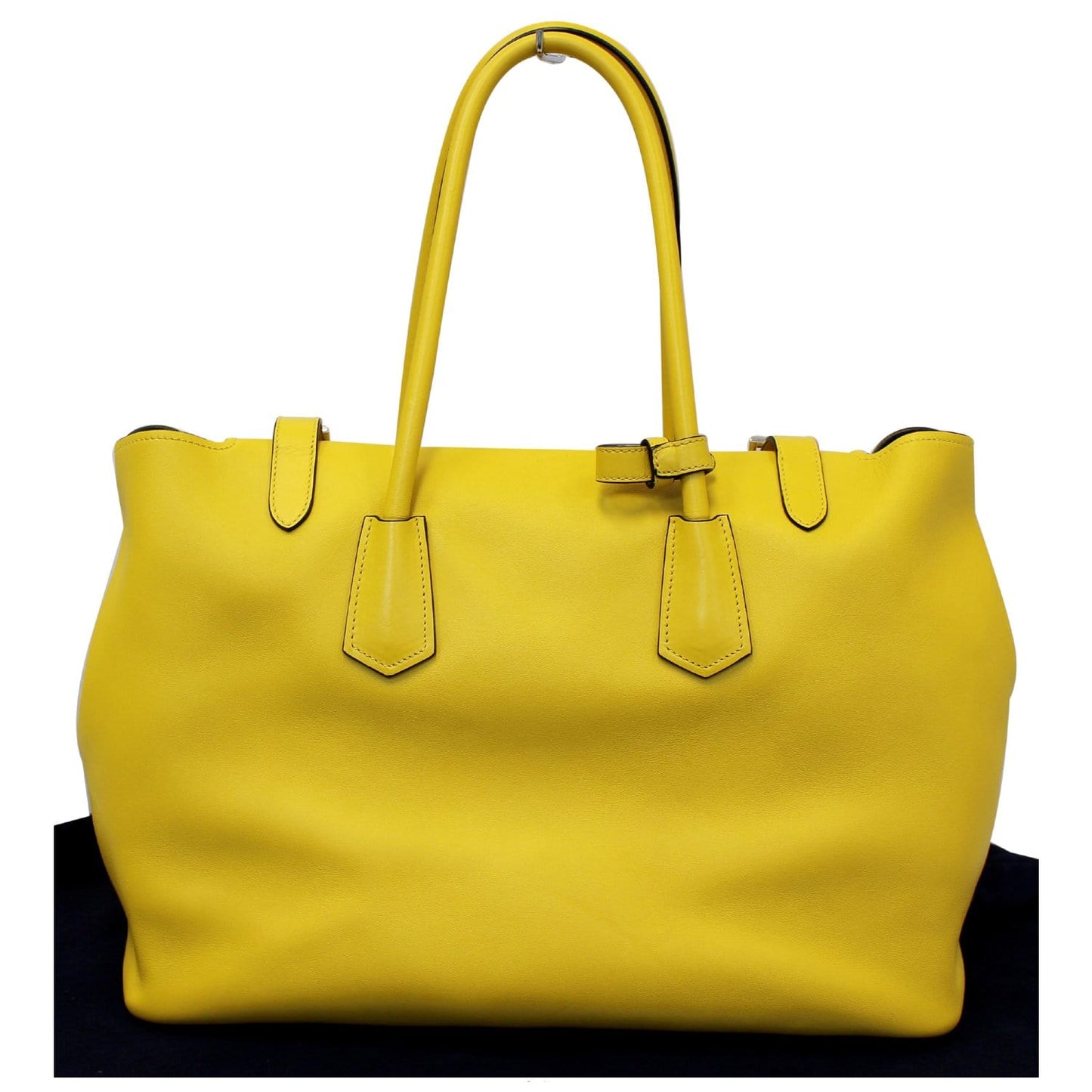 PRADA City Calf Buckle Tote Bag Yellow