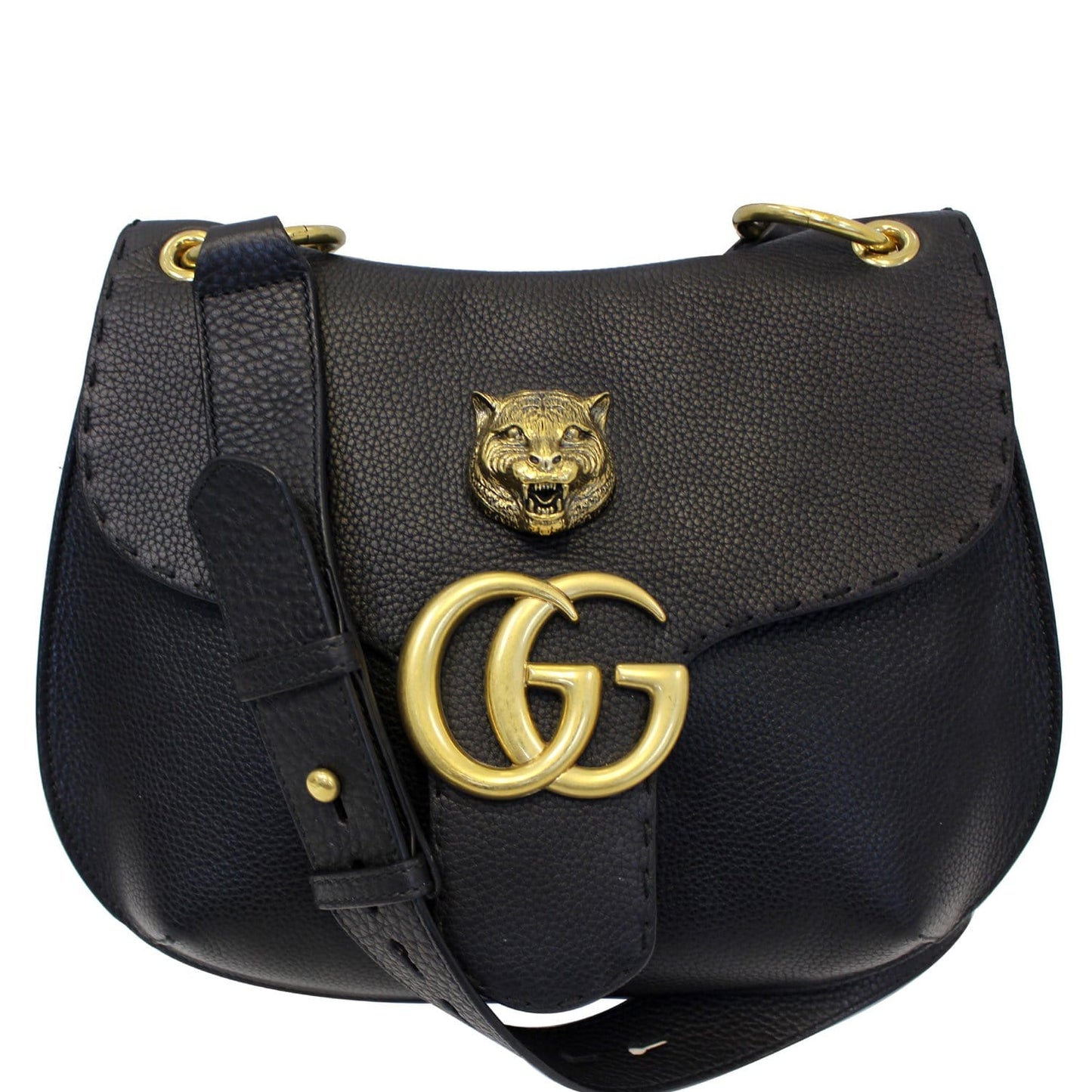 GUCCI GG Marmont Calfskin Leather Shoulder Bag 409154 Black