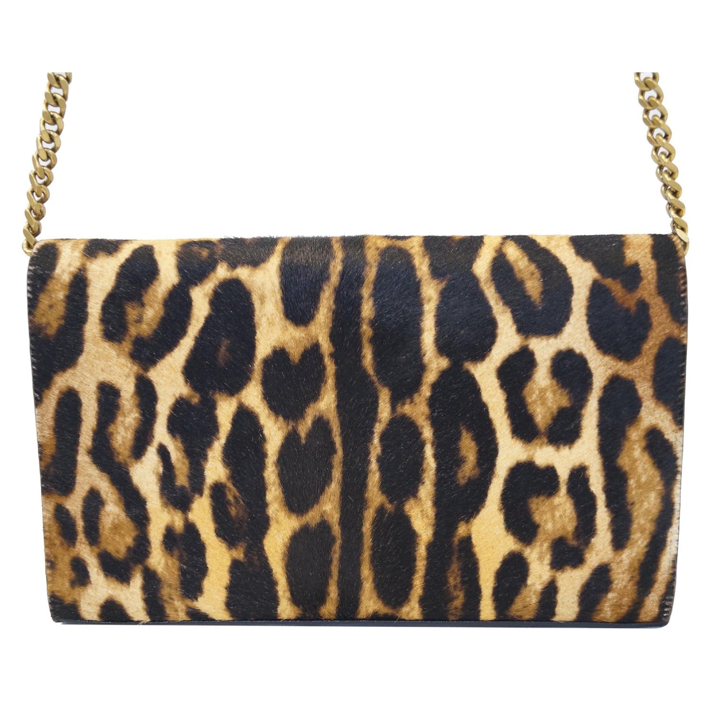YVES SAINT LAURENT Kate Monogramme Leopard Print Shoulder Bag Black