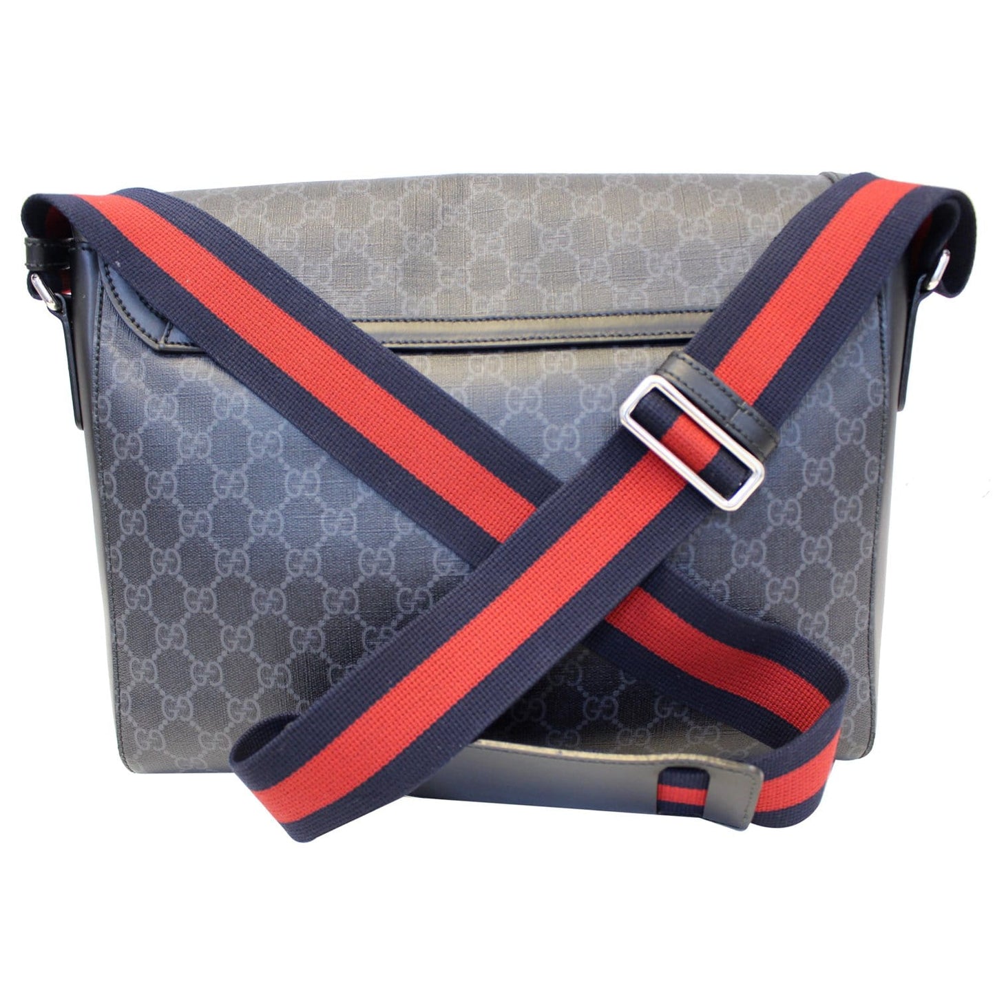 GUCCI  Night Courrier GG Supreme Flap Messenger Bag Black/Grey 474138