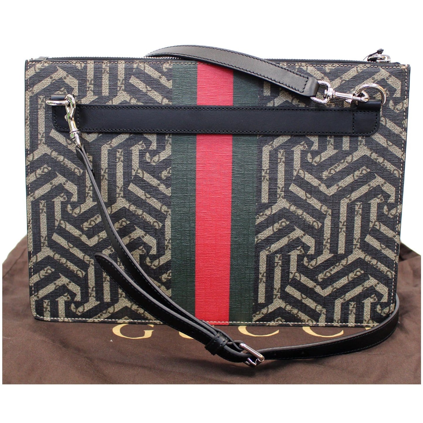 GUCCI GG Supreme Caleido Web Crossbody Messenger Bag Beige