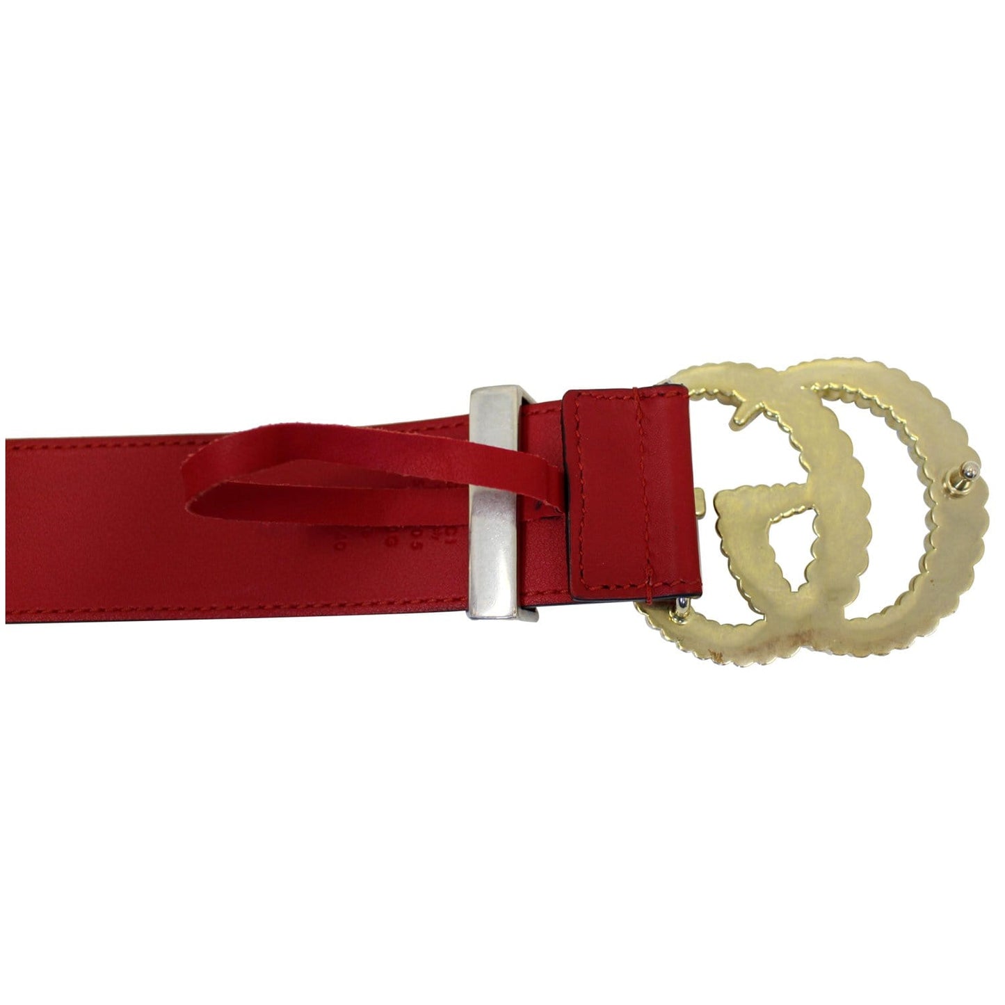 GUCCI Torchon Double G Red Leather Belt Size 95.38