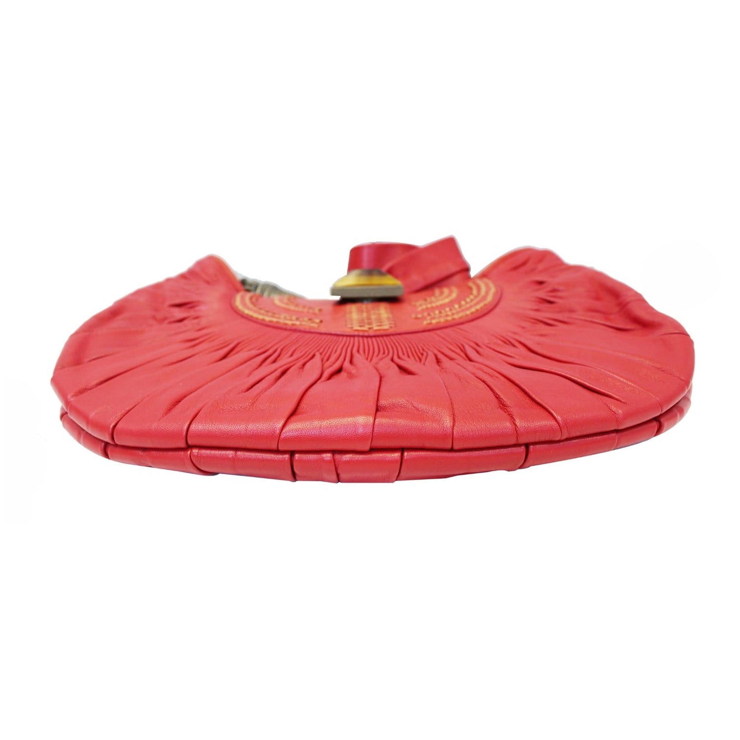 CHRISTIAN DIOR Plisse Pleated Leather Hobo Bag Red