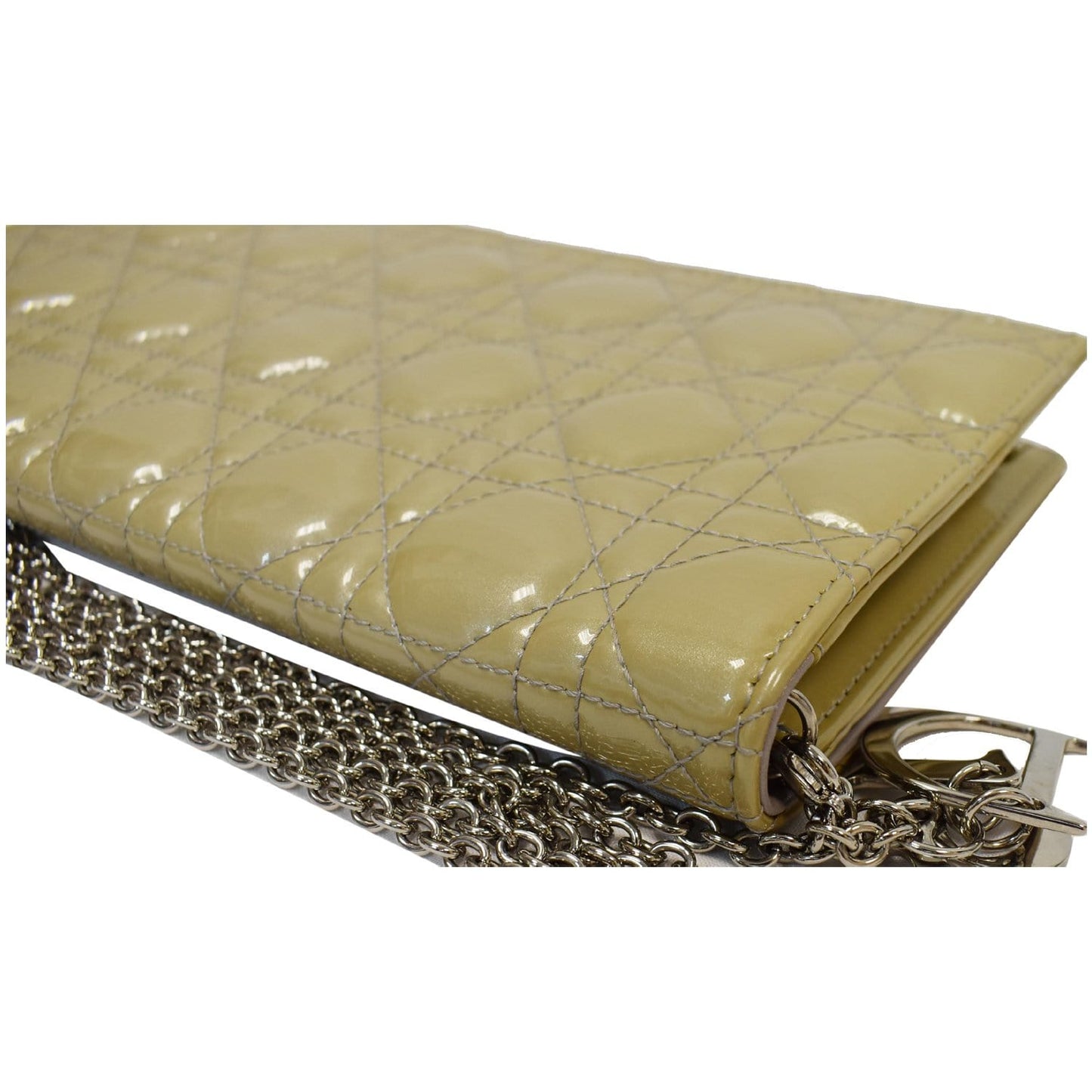 CHRISTIAN DIOR Quilted Patent Leather Lady Dior Clutch Bag