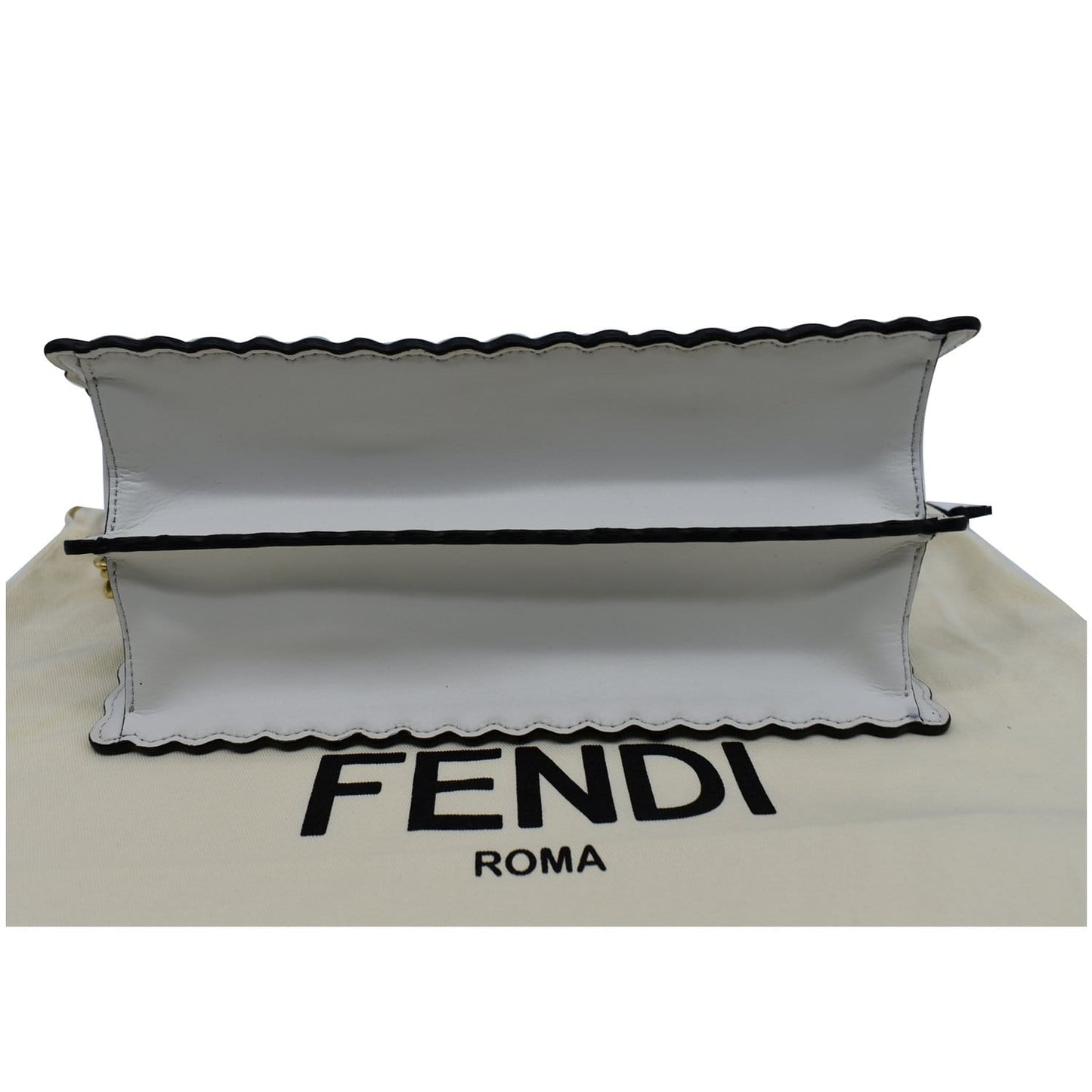 FENDI Vitello Liberty Kan I Bicolor Leather Shoulder Bag Black