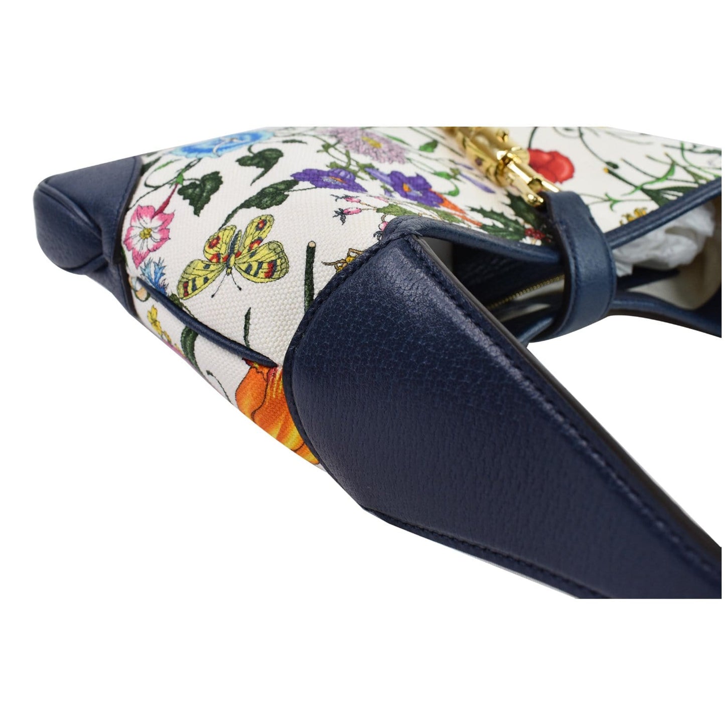 GUCCI Flora Jackie Medium Canvas Hobo Bag Blue 550152 - Last Call