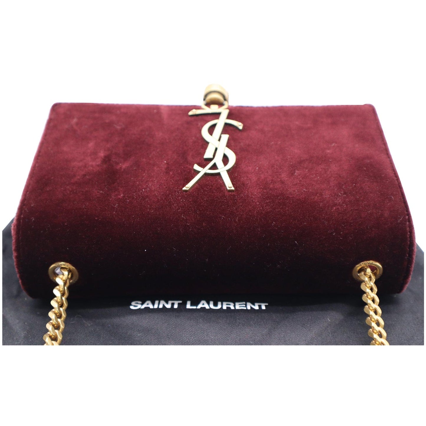YVES SAINT LAURENT Kate Medium Tassel Velvet Crossbody Bag Burgundy - 10% OFF