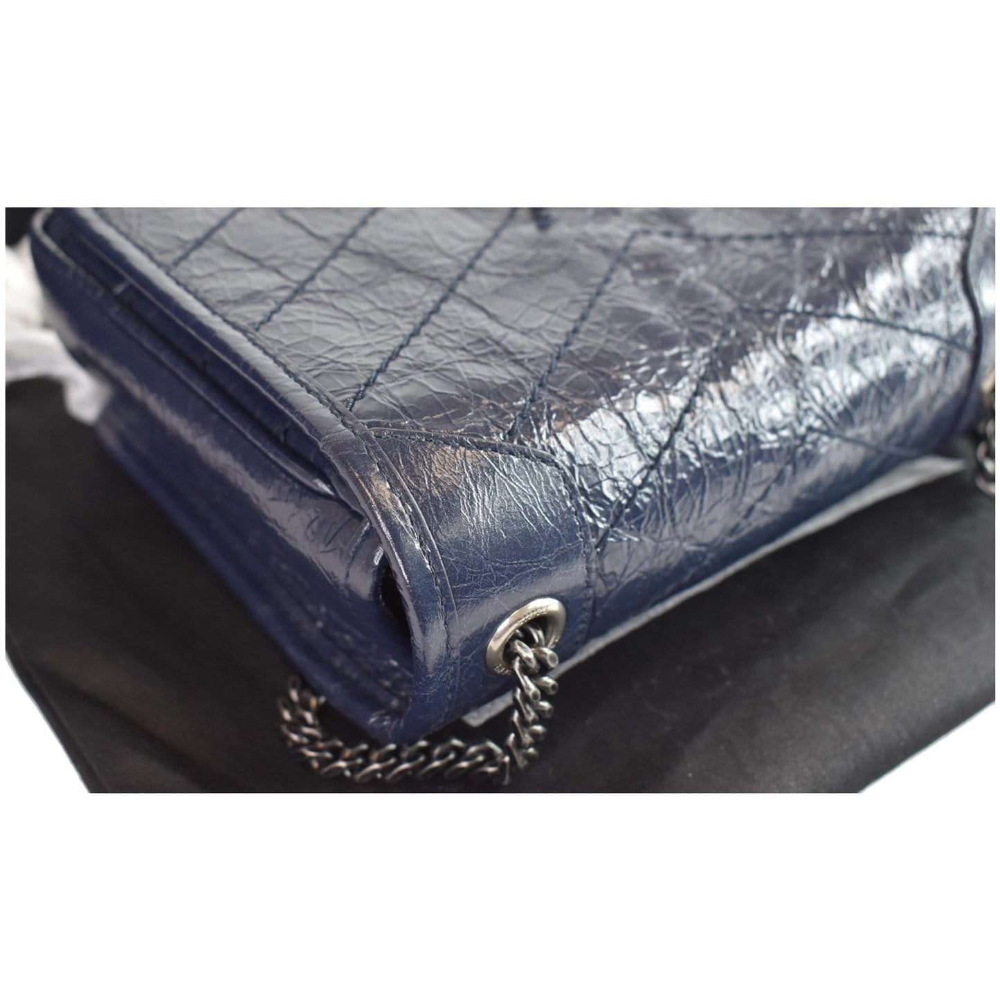 YVES  SAINT LAURENT Niki Chain Wallet Leather Crossbody Bag Blue