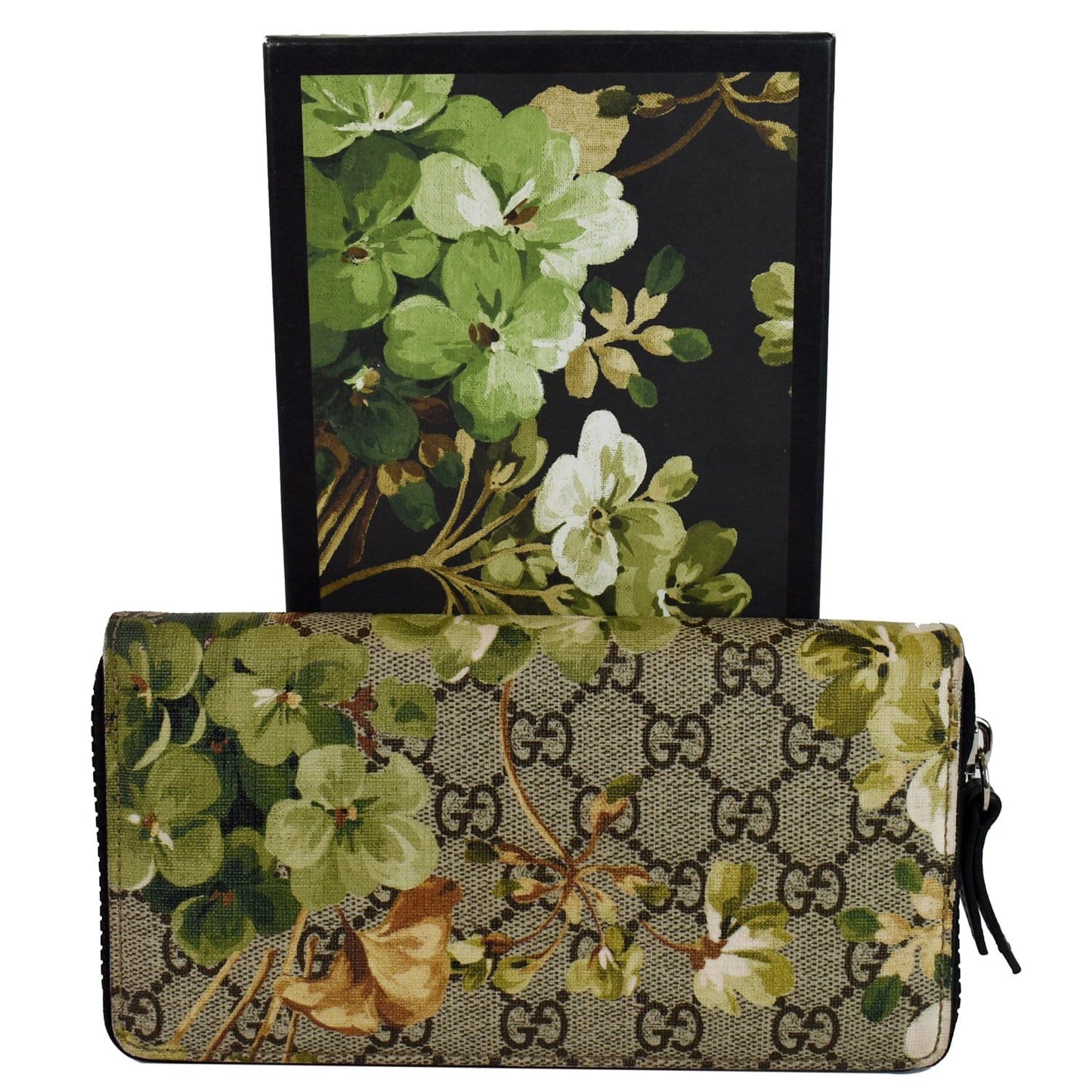 GUCCI Blooms Zip Around GG Canvas Wallet 408665 Beige