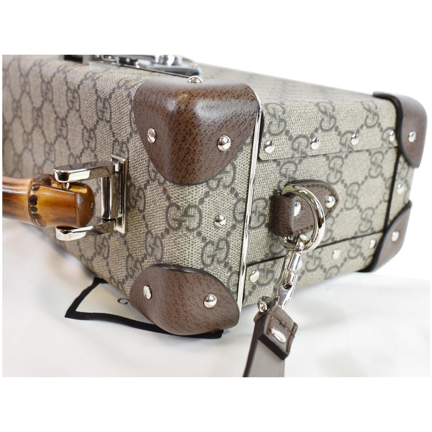 GUCCI Globe-Trotter GG Beauty Case Bamboo Shoulder Bag Beige 588351