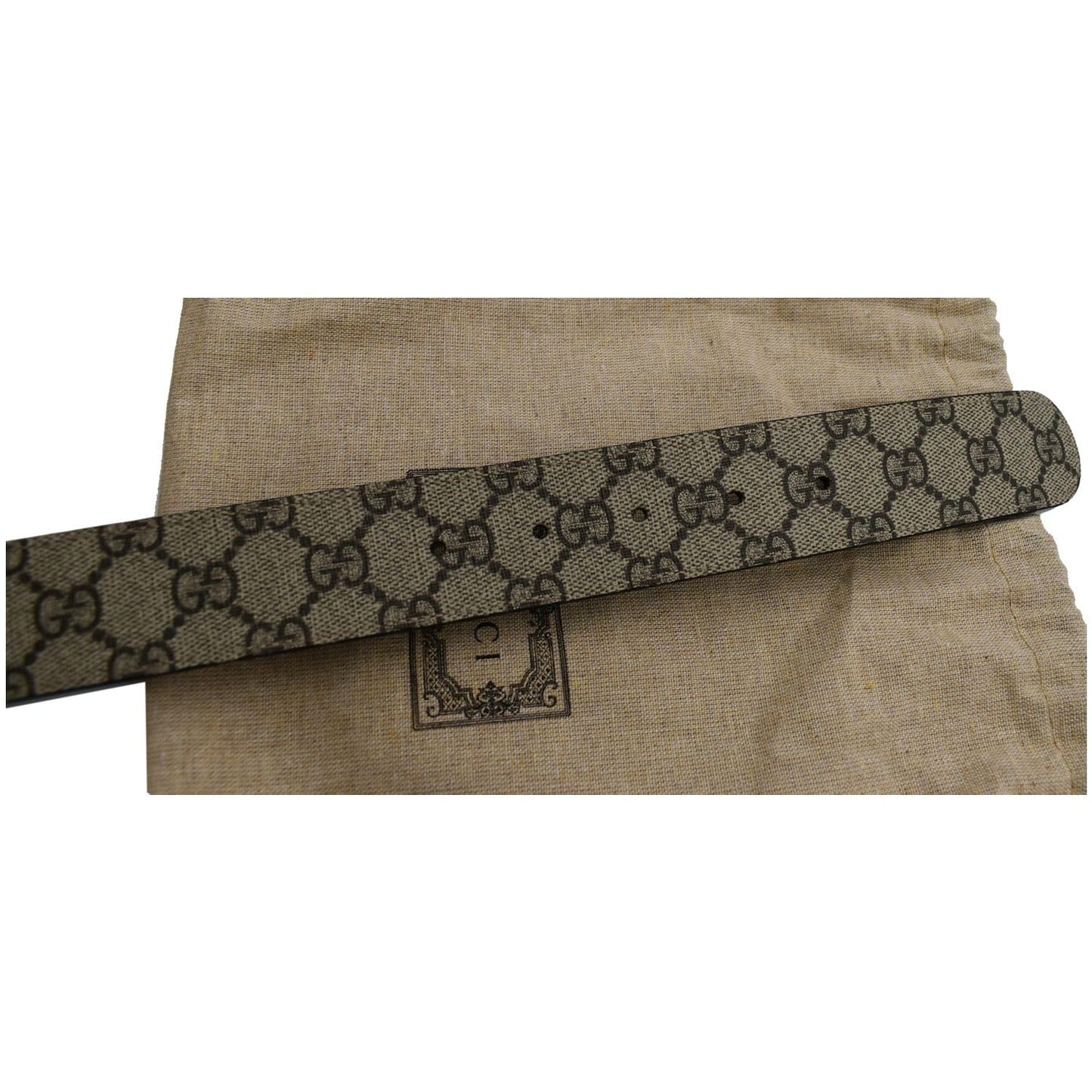 GUCCI Reversible GG Supreme Leather Belt Beige/Black 473030 Size 90.36