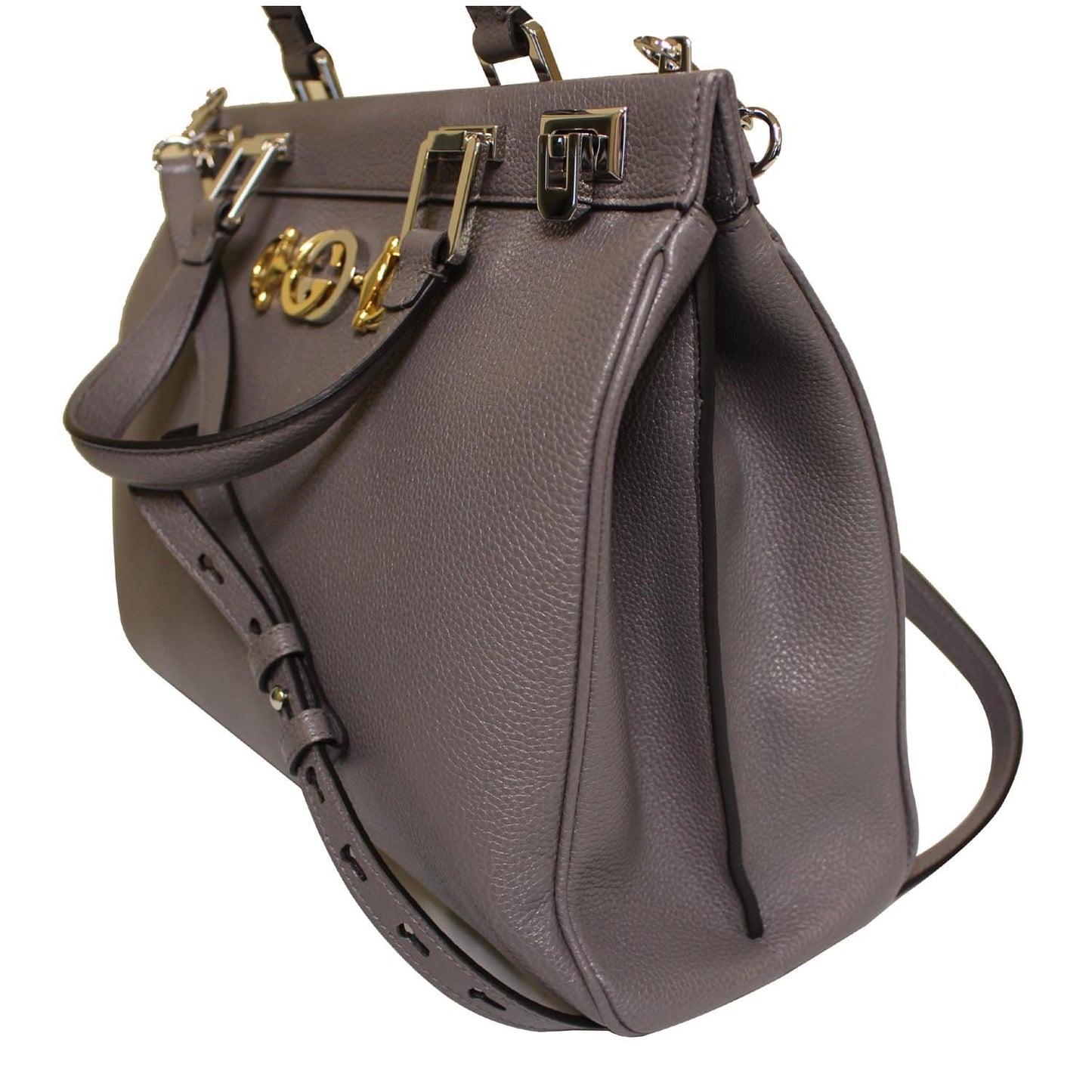 Gucci Zumi Medium Grainy Leather Top Handle Bag Dusty Grey 564714
