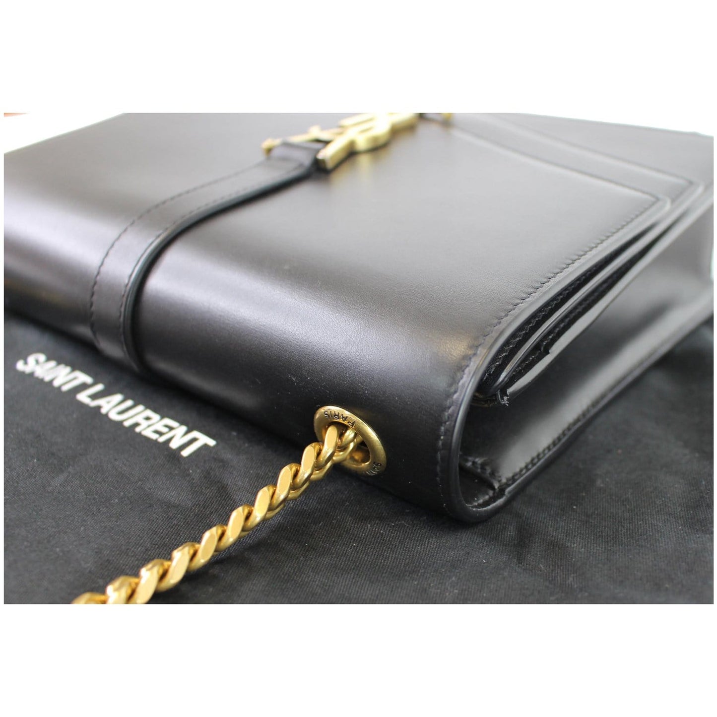 YVES SAINT LAURENT Montaigne Double Flap Leather Shoulder Bag Black