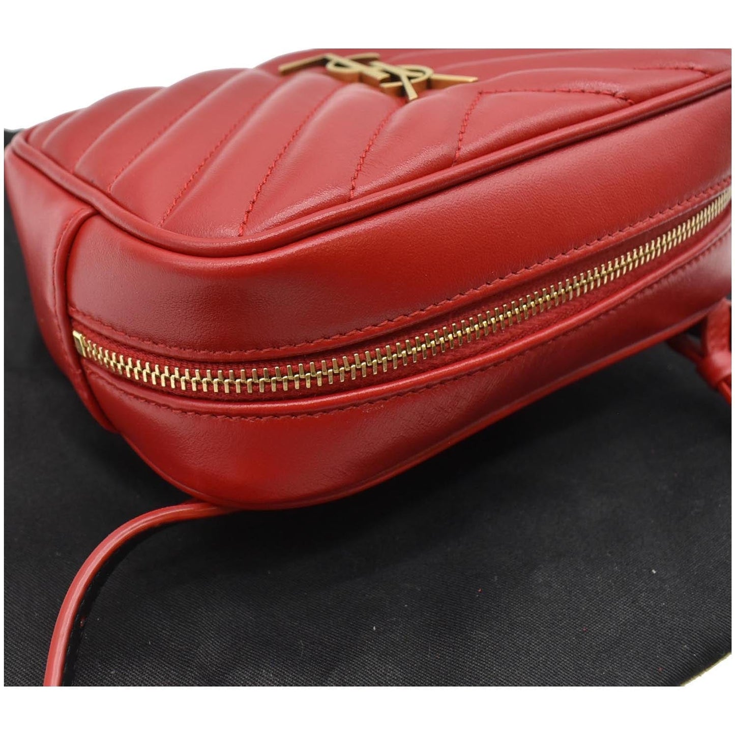 YVES SAINT LAURENT Lou Chevron Leather Belt Bag Red - 10% OFF