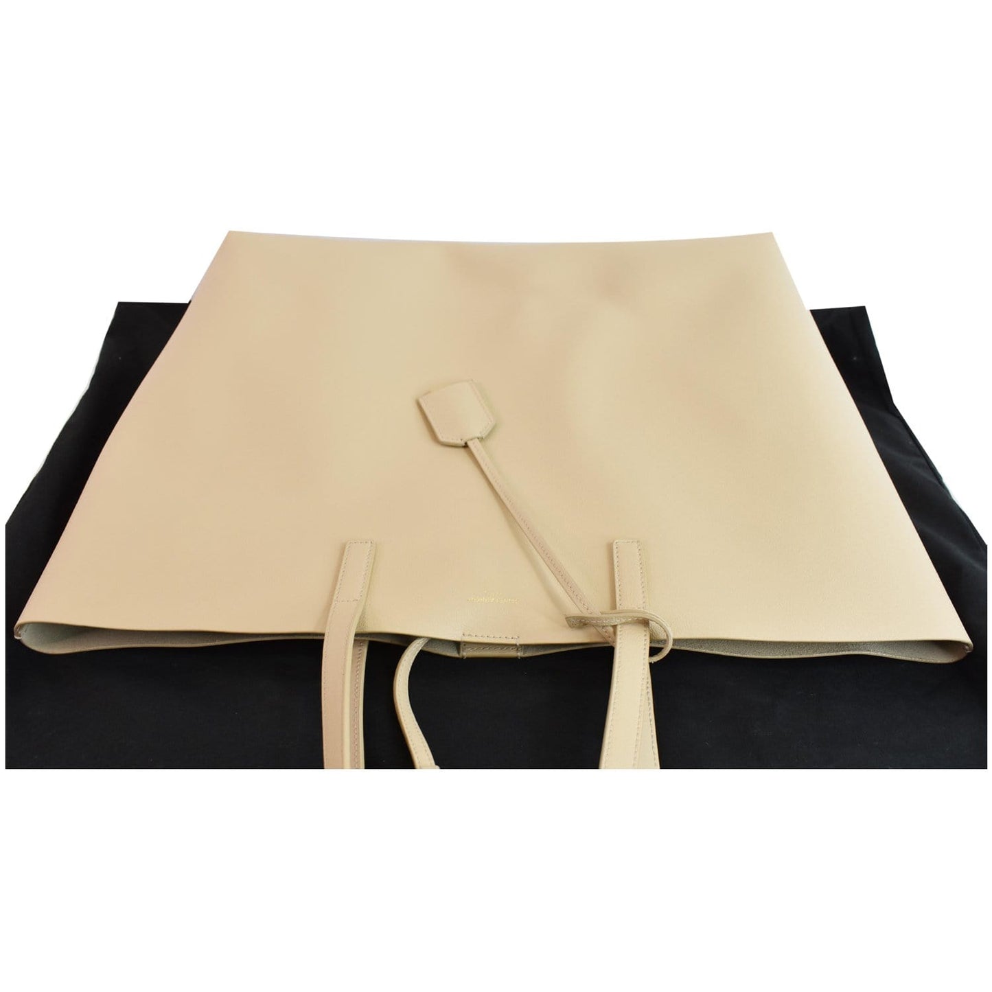 YVES SAINT LAURENT Leather Shopping Tote Bag Beige