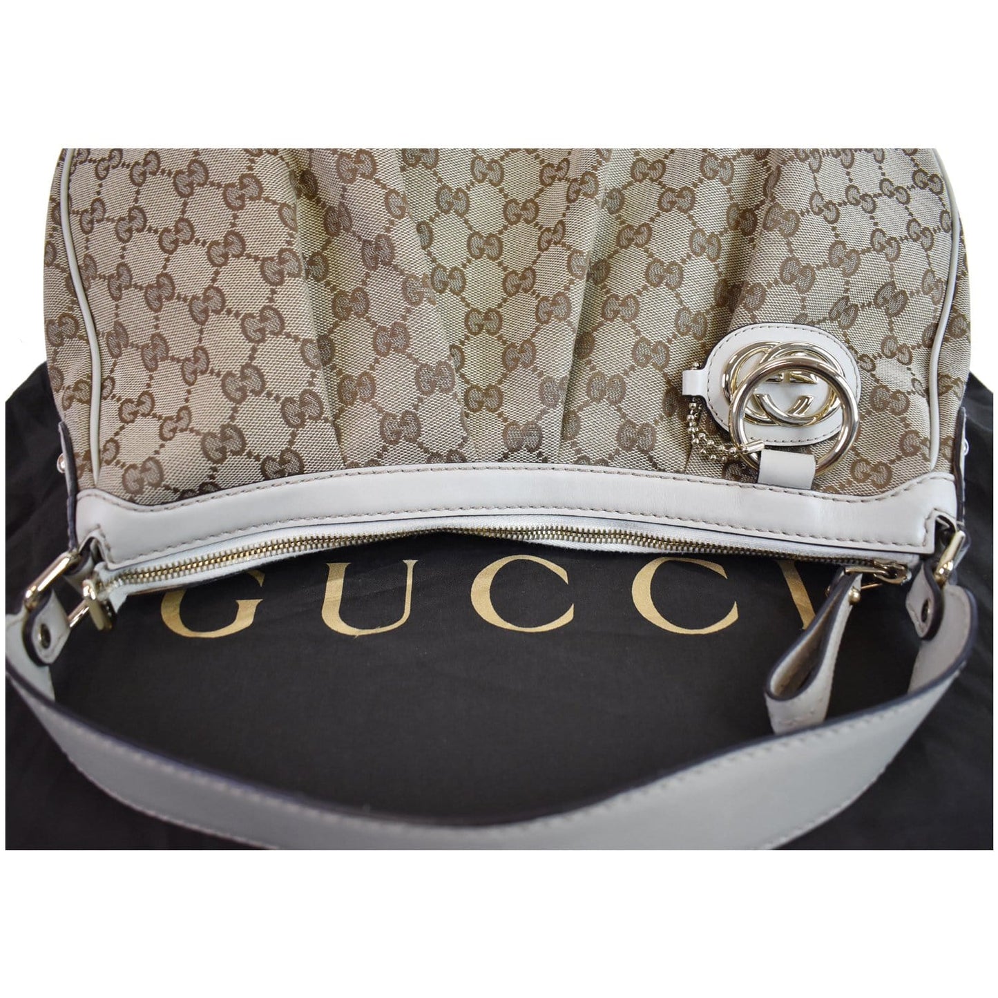 GUCCI Medium Sukey GG Canvas Hobo Bag Beige 232955