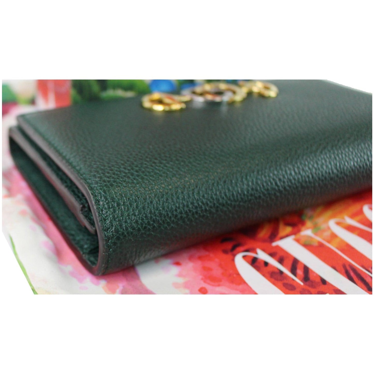 GUCCI Zumi Grainy Leather Continental Wallet Dark Green 573612
