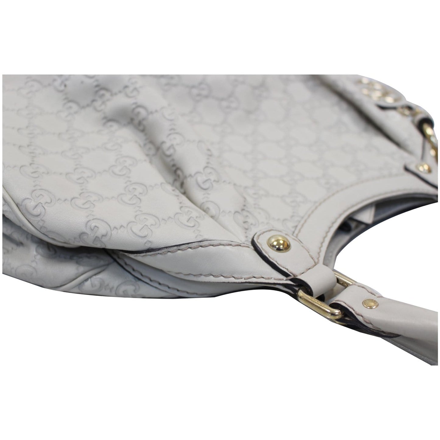 GUCCI Sukey Medium Guccissima Leather Tote Bag White 211944