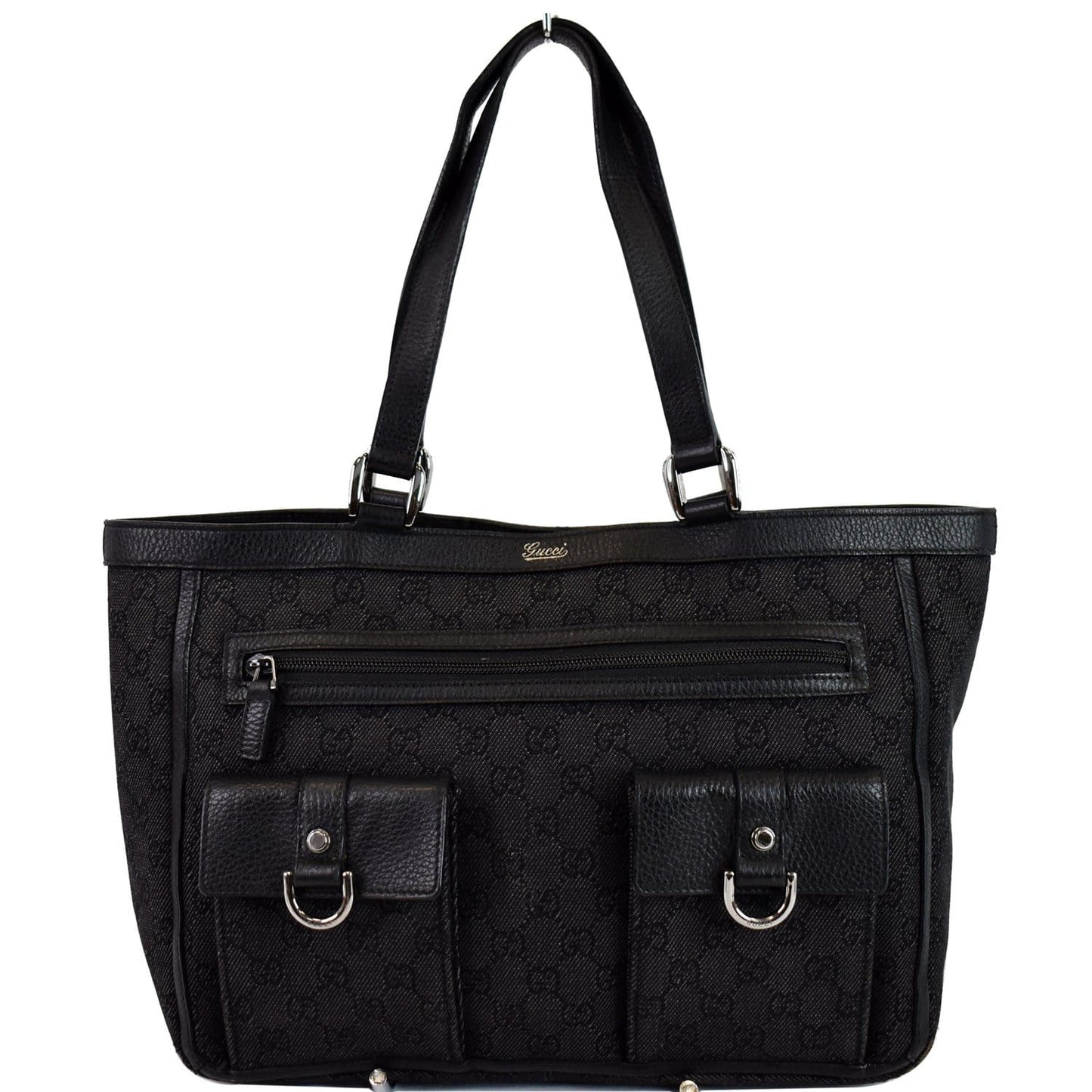 GUCCI Abbey Pocket Medium GG Denim Tote Bag Black 268639 - 20% OFF
