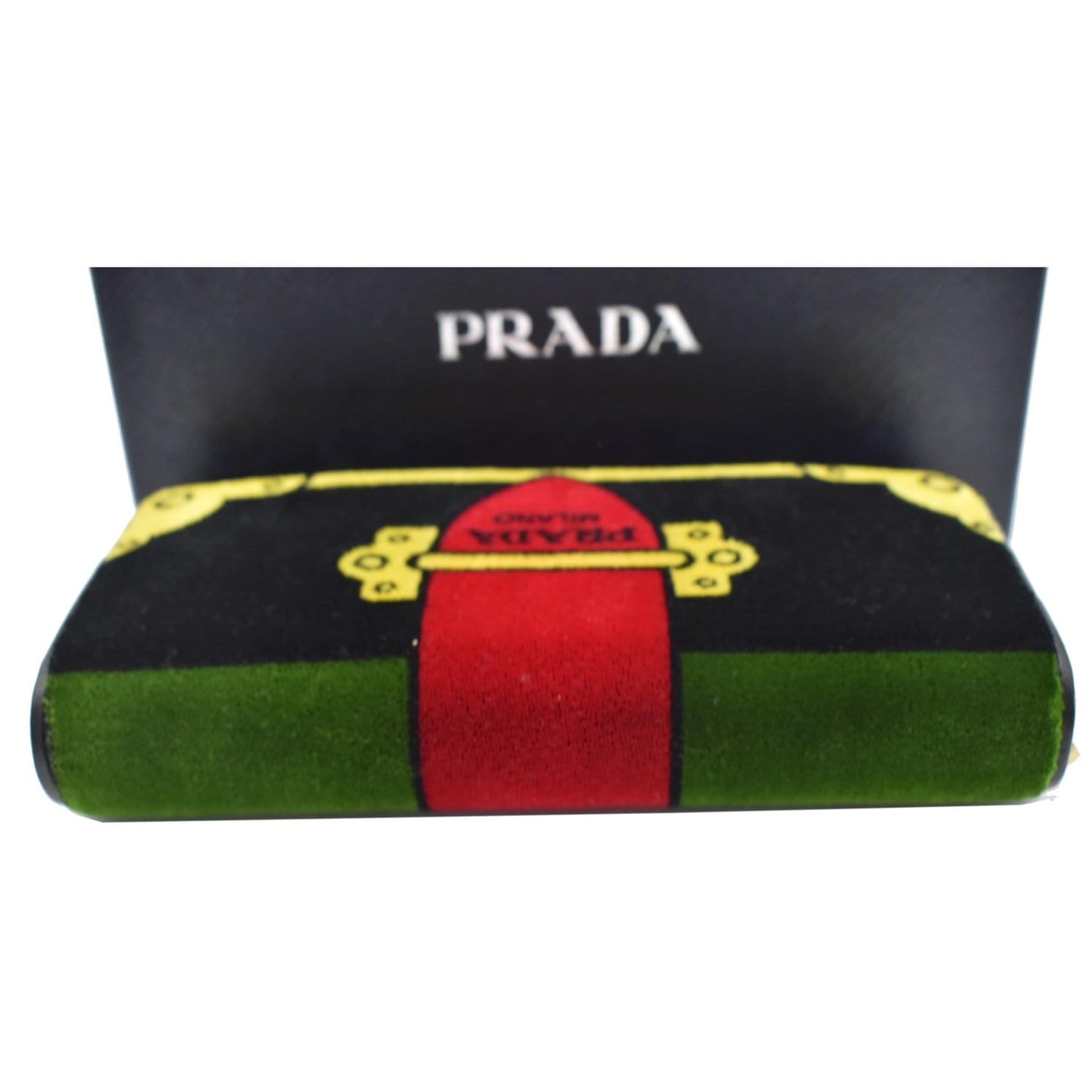 PRADA Cahier Velvet Clutch Bag Multicolor