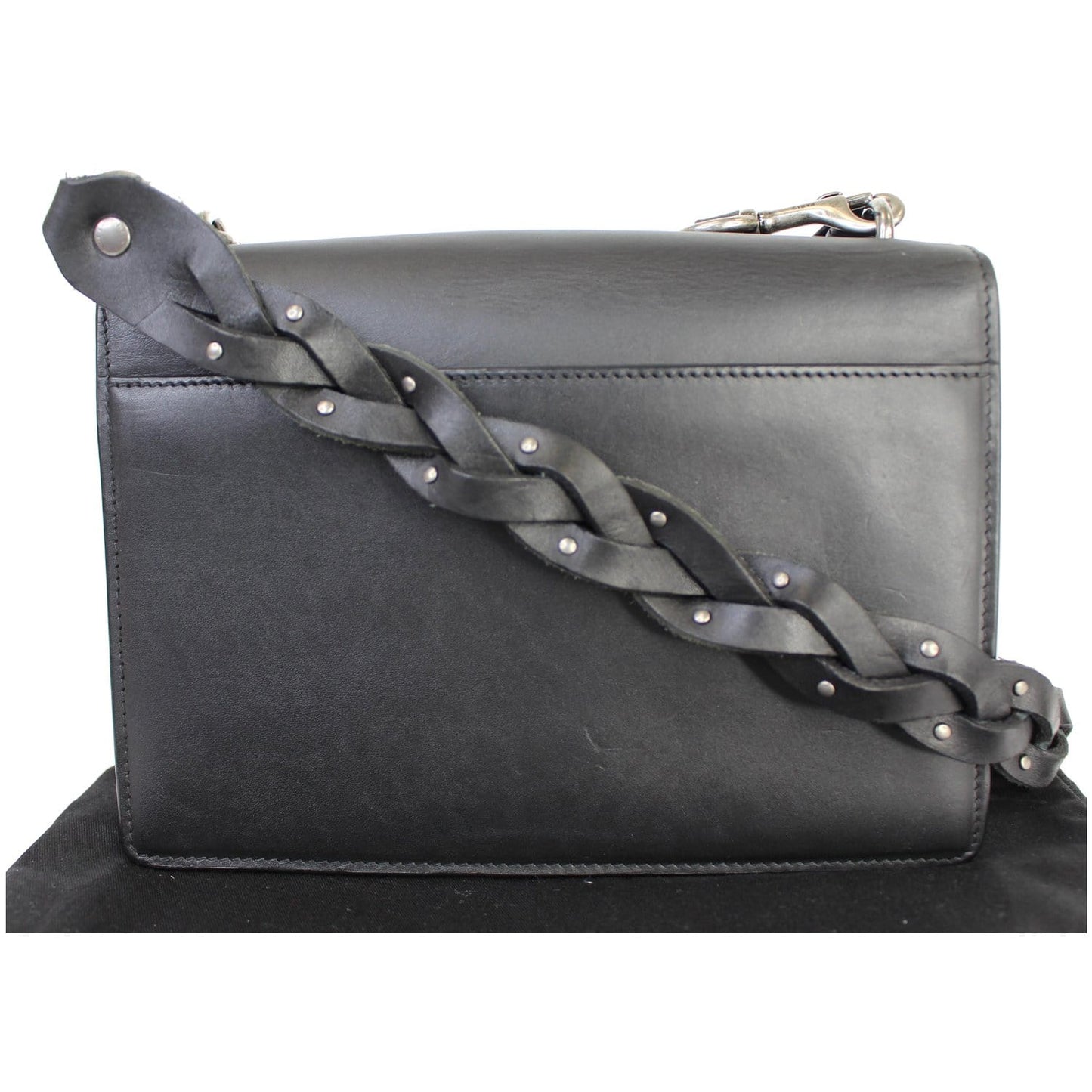 YVES SAINT LAURENT Monogram Sunset Medium Braided Shoulder Bag Black