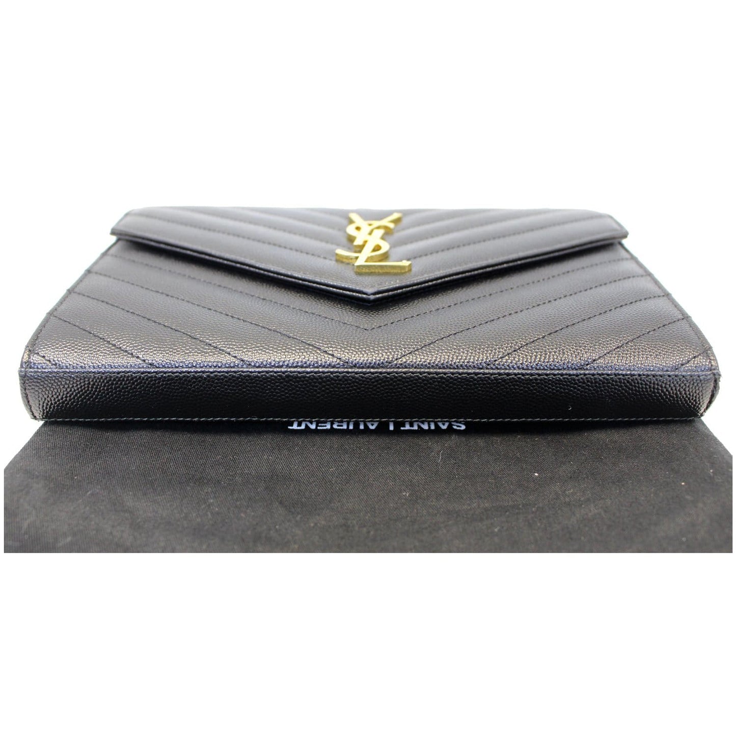 YVES SAINT LAURENT Matelasse Envelope Chain Wallet Black